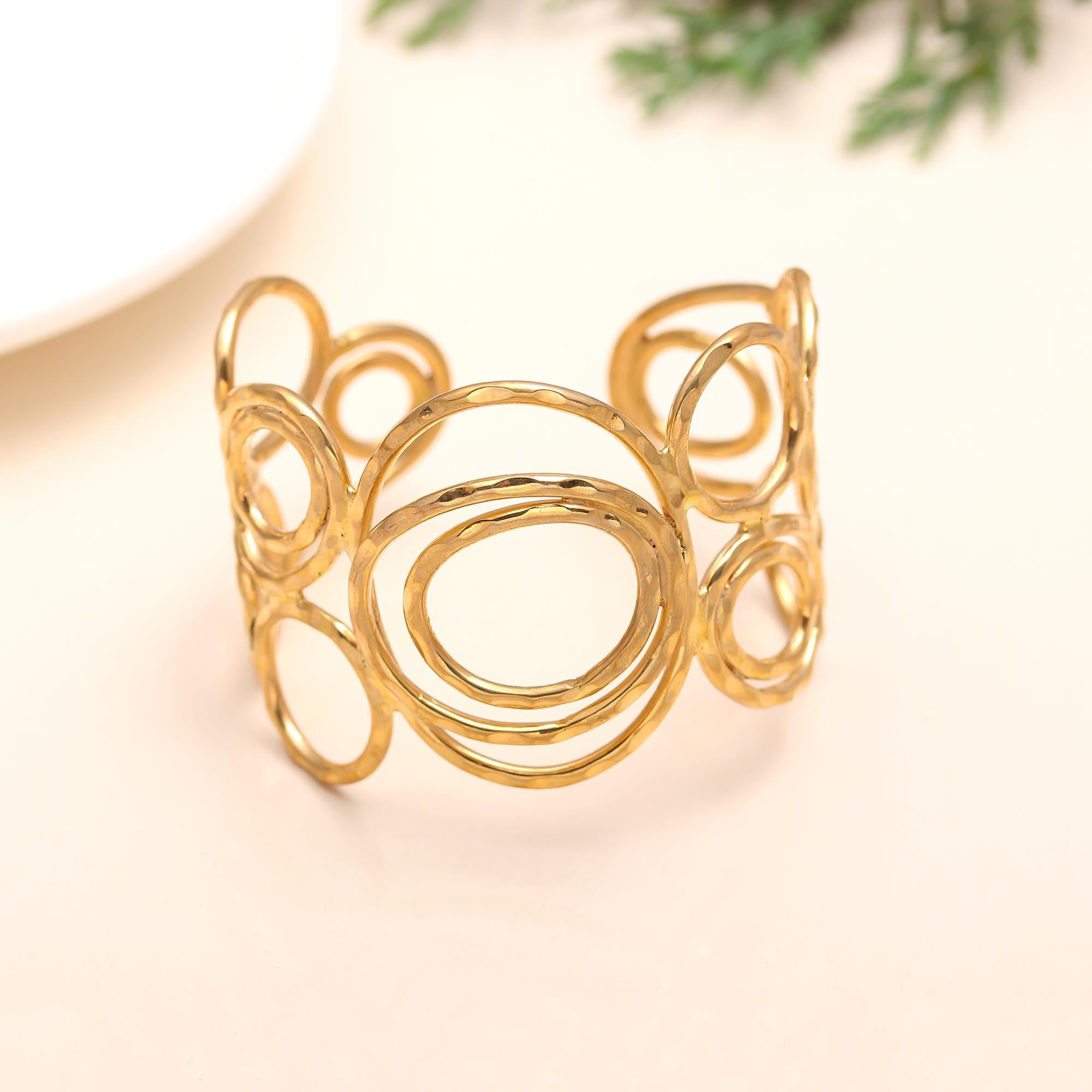 The Gilded Effervescence: Hammered Gold Vermeil Circle Cuff