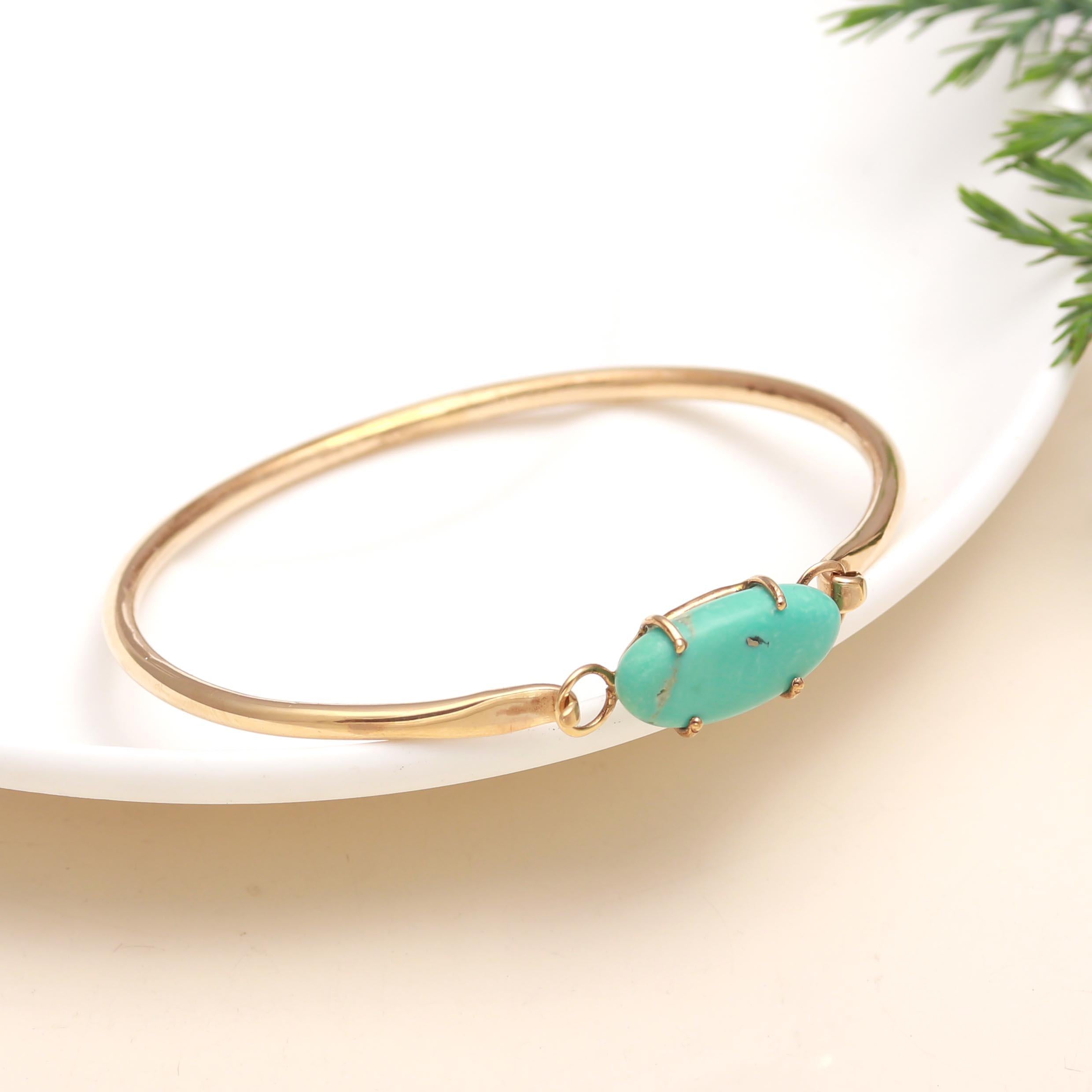 The Vivid Horizon: Natural Turquoise Gold Vermeil Bangle