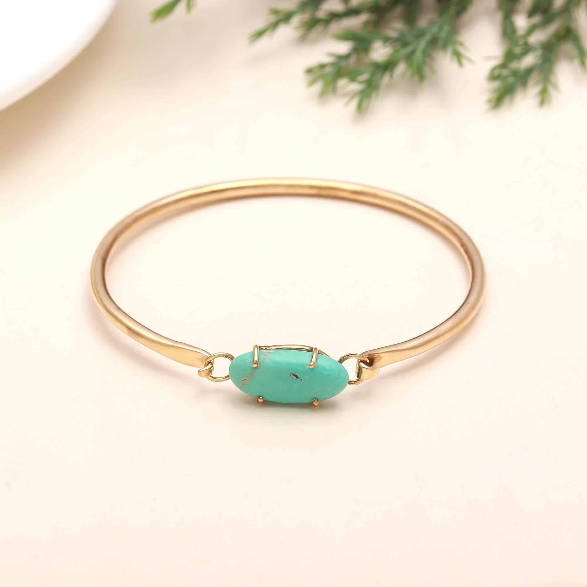 The Vivid Horizon: Natural Turquoise Gold Vermeil Bangle