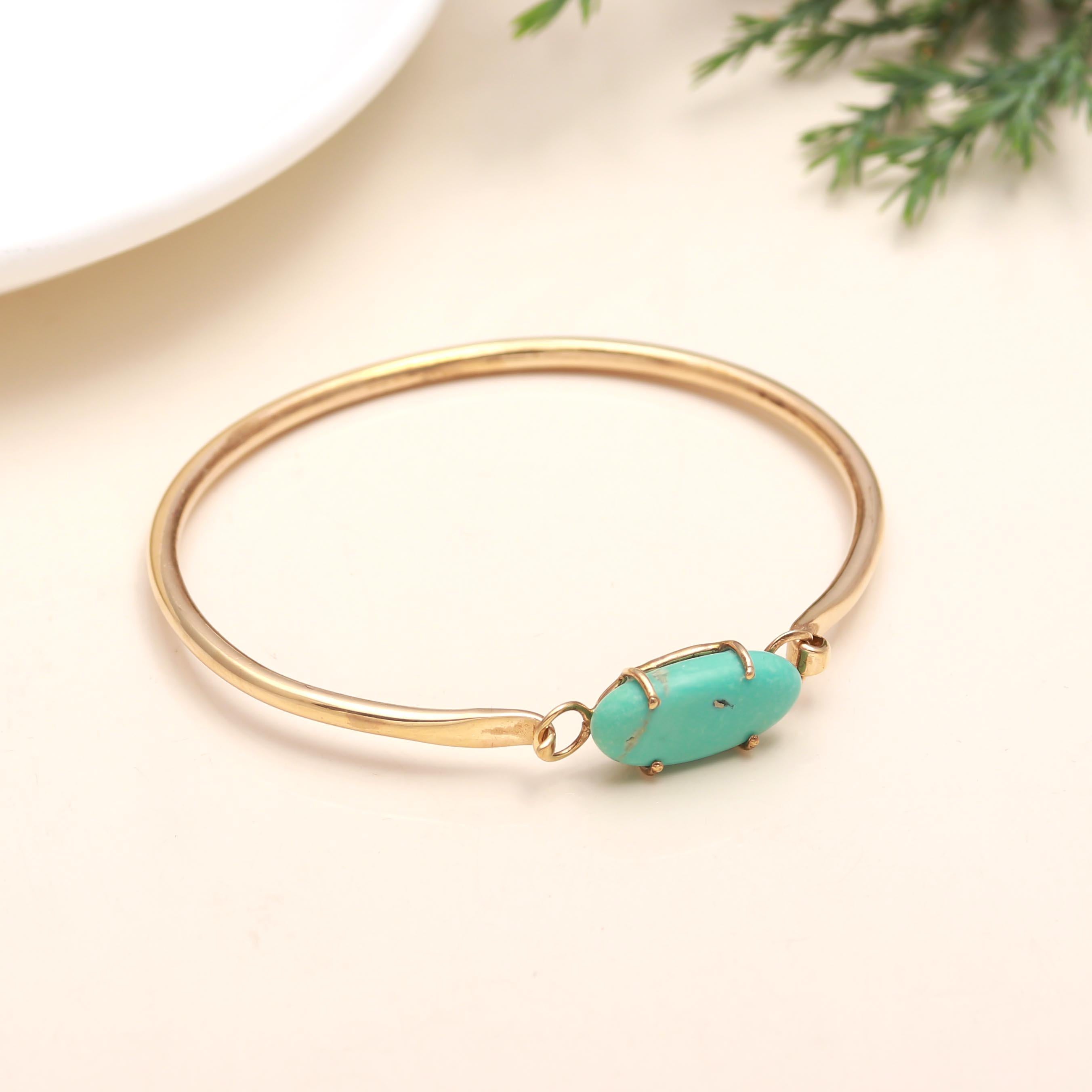 The Vivid Horizon: Natural Turquoise Gold Bangle