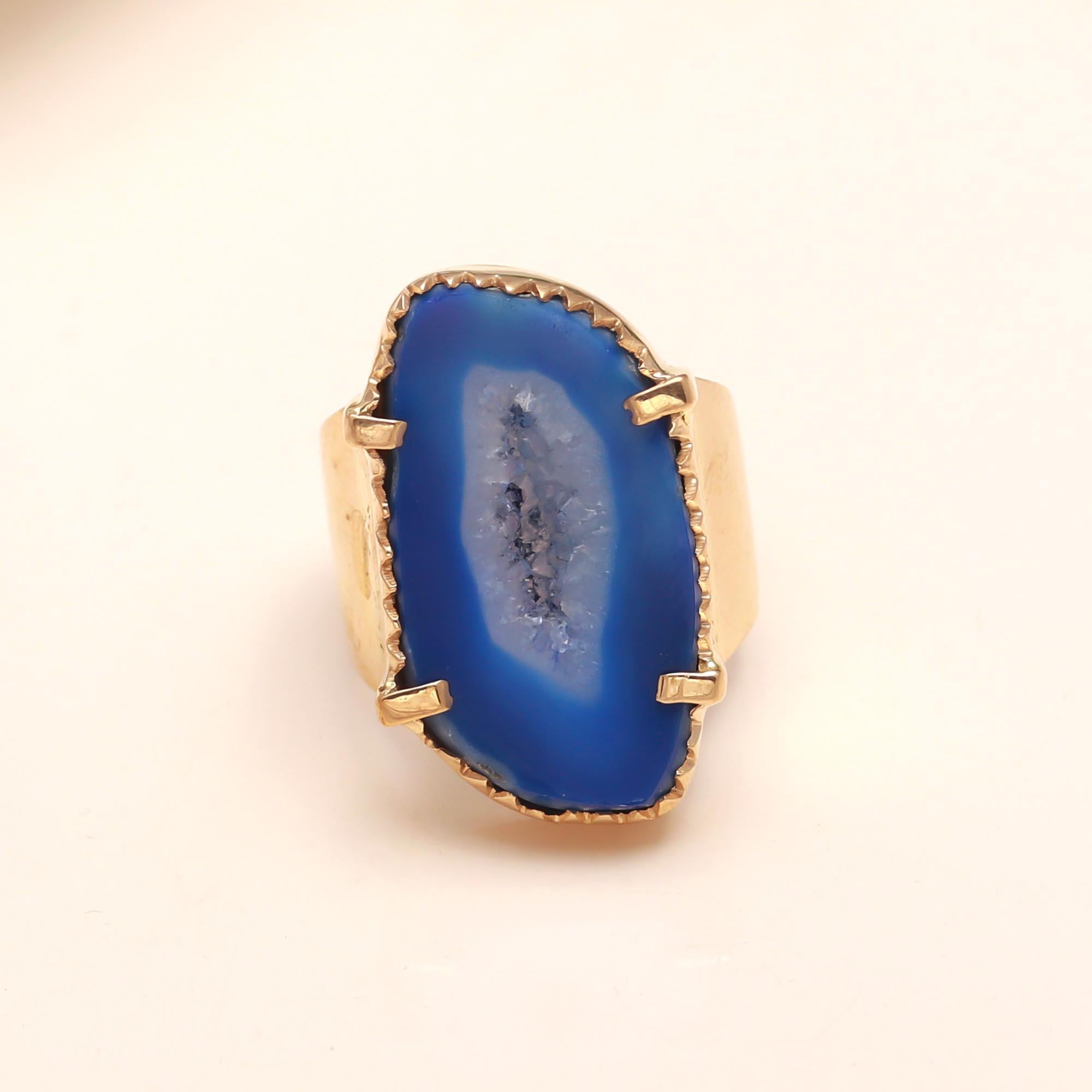 925 Silver Blue Druzy Ring