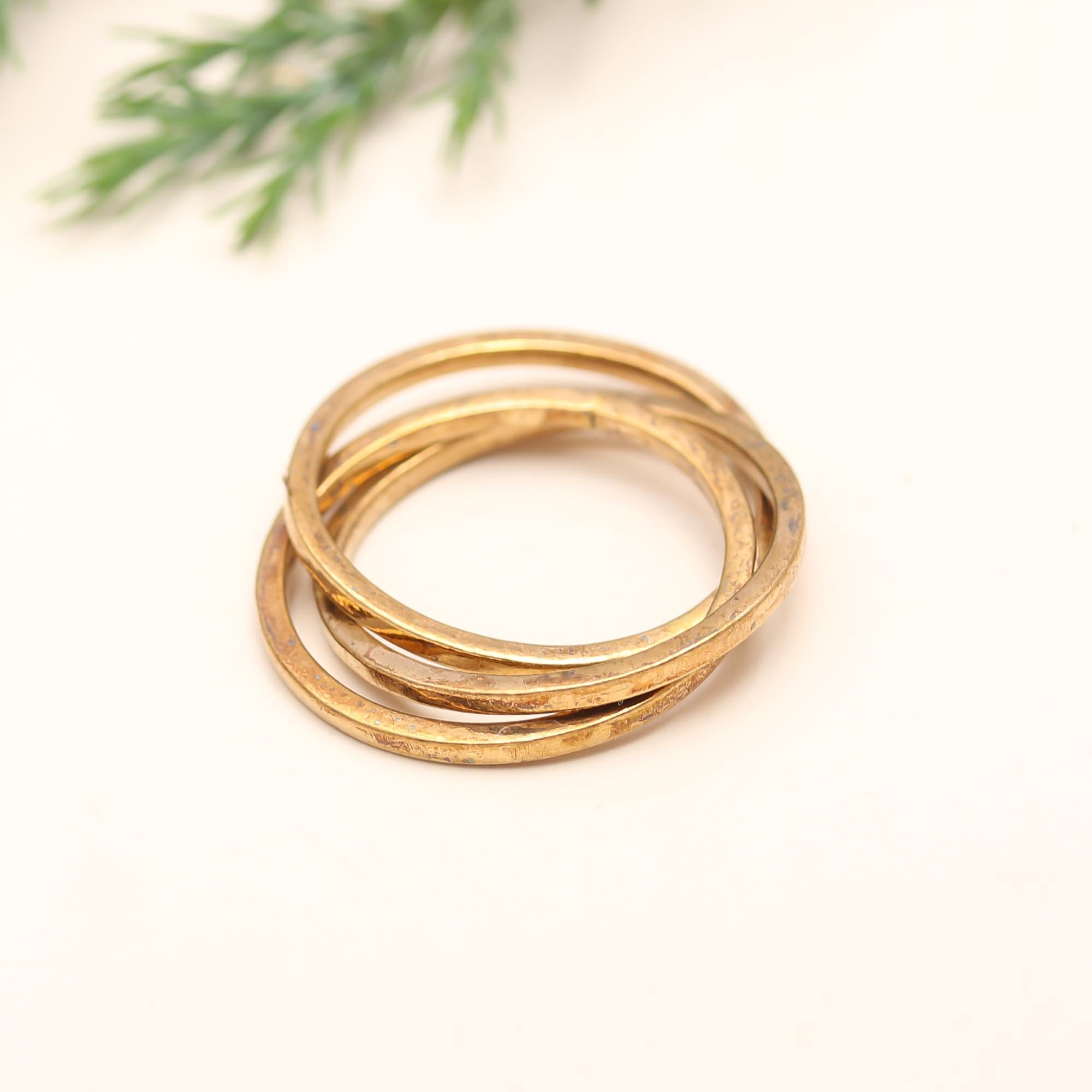 The Golden Trinity: Rustic Interlocking Rolling Ring