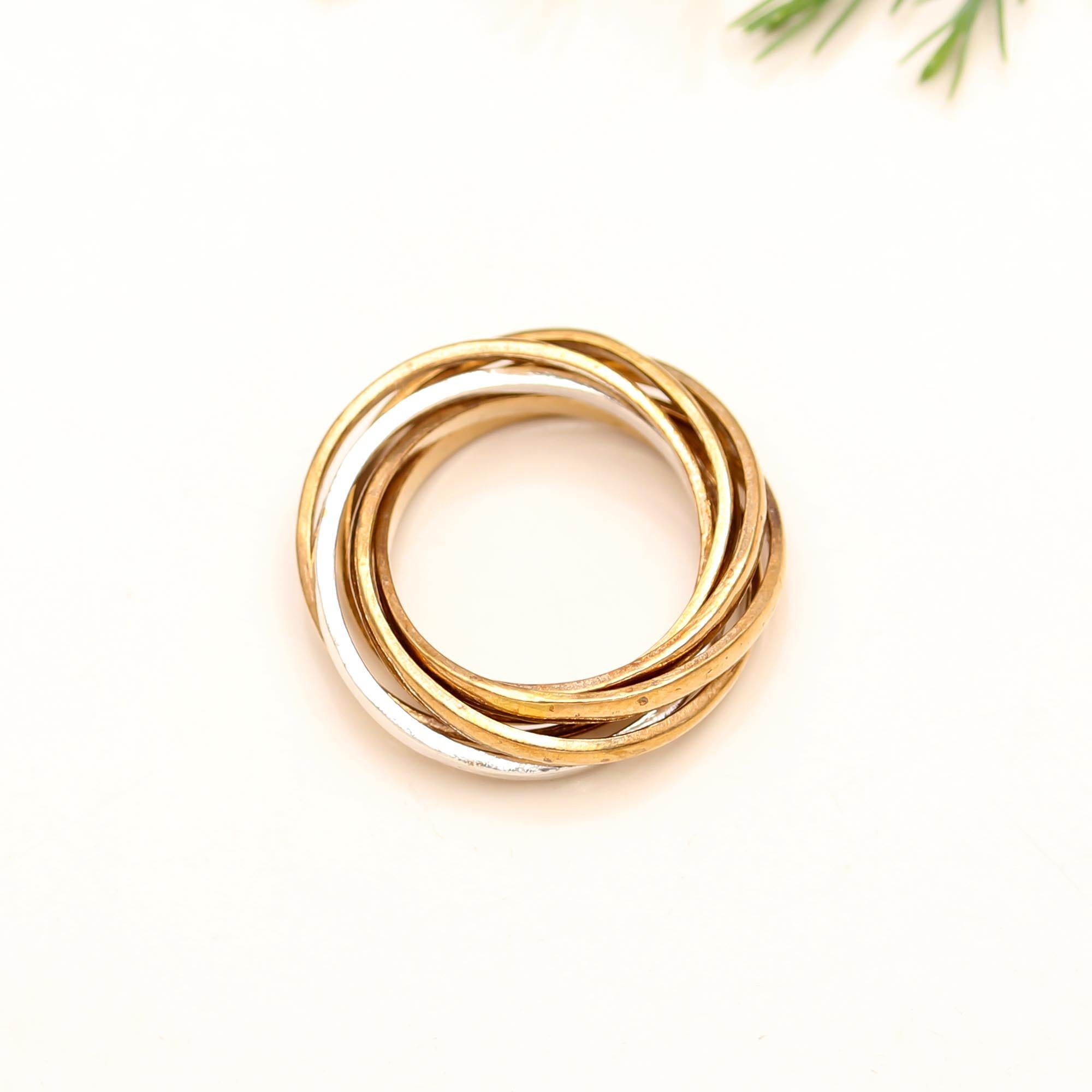 The Textured Weaver: Mixed Metal Five Band Rolling Ring