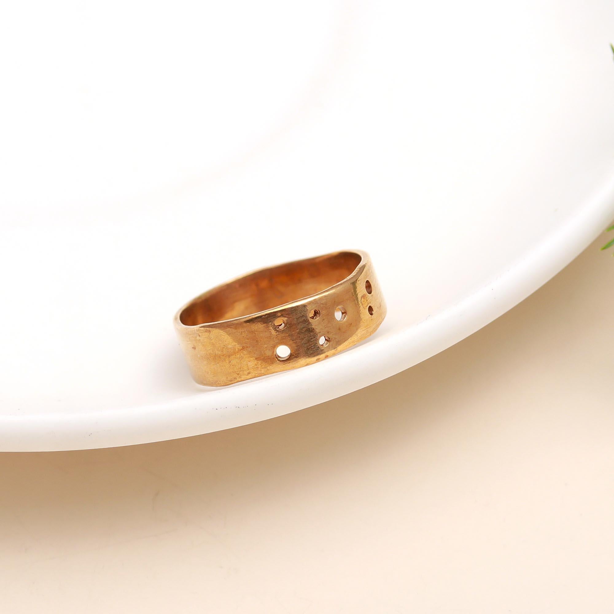 The Celestial Band: Wide Ring with Perforated Texture