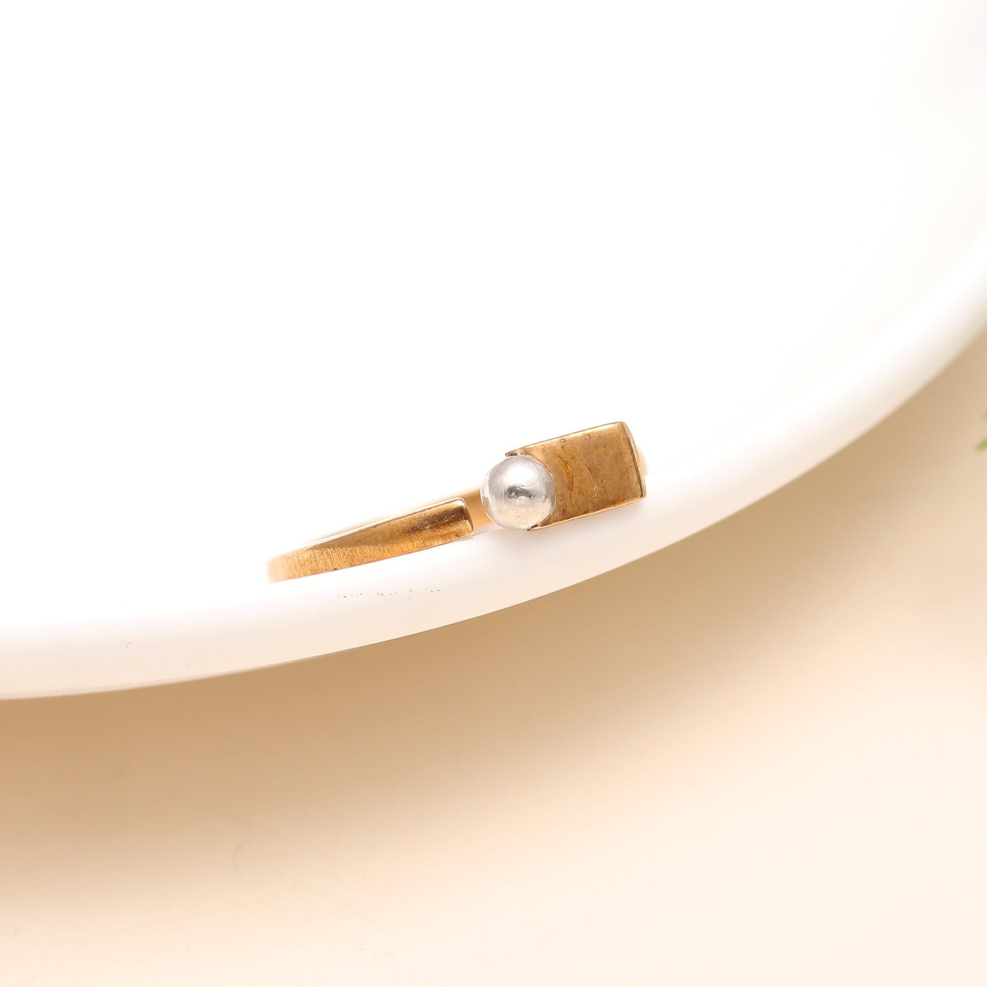 The Modern Sphere & Bar: Two-Tone Geometric Open Ring