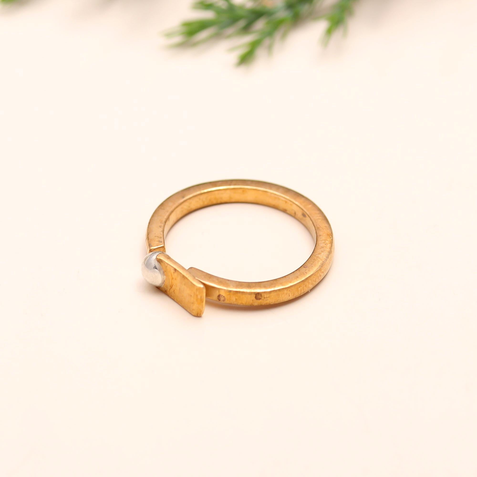 The Modern Sphere & Bar: Two-Tone Geometric Open Ring