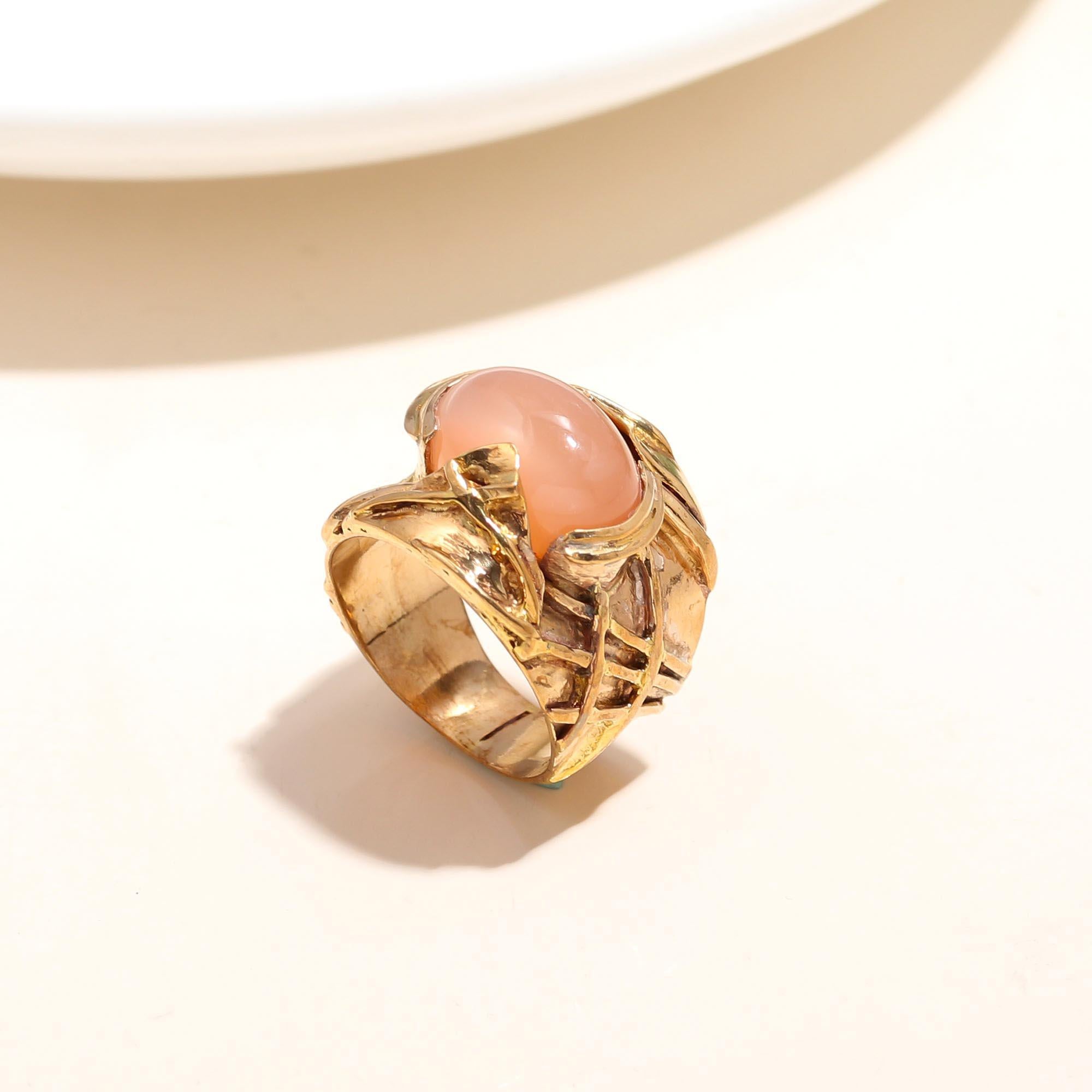The Organic Nest: Peach Moonstone Wrapped Ring
