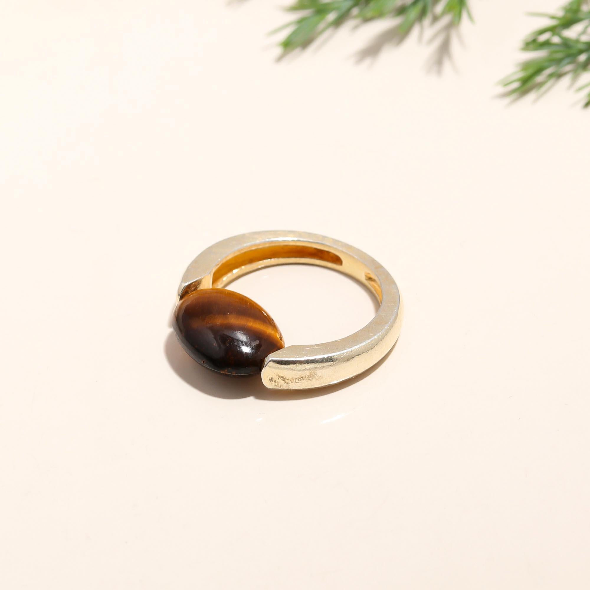 The Modern Tension: Tiger's Eye Floating Disc Ring