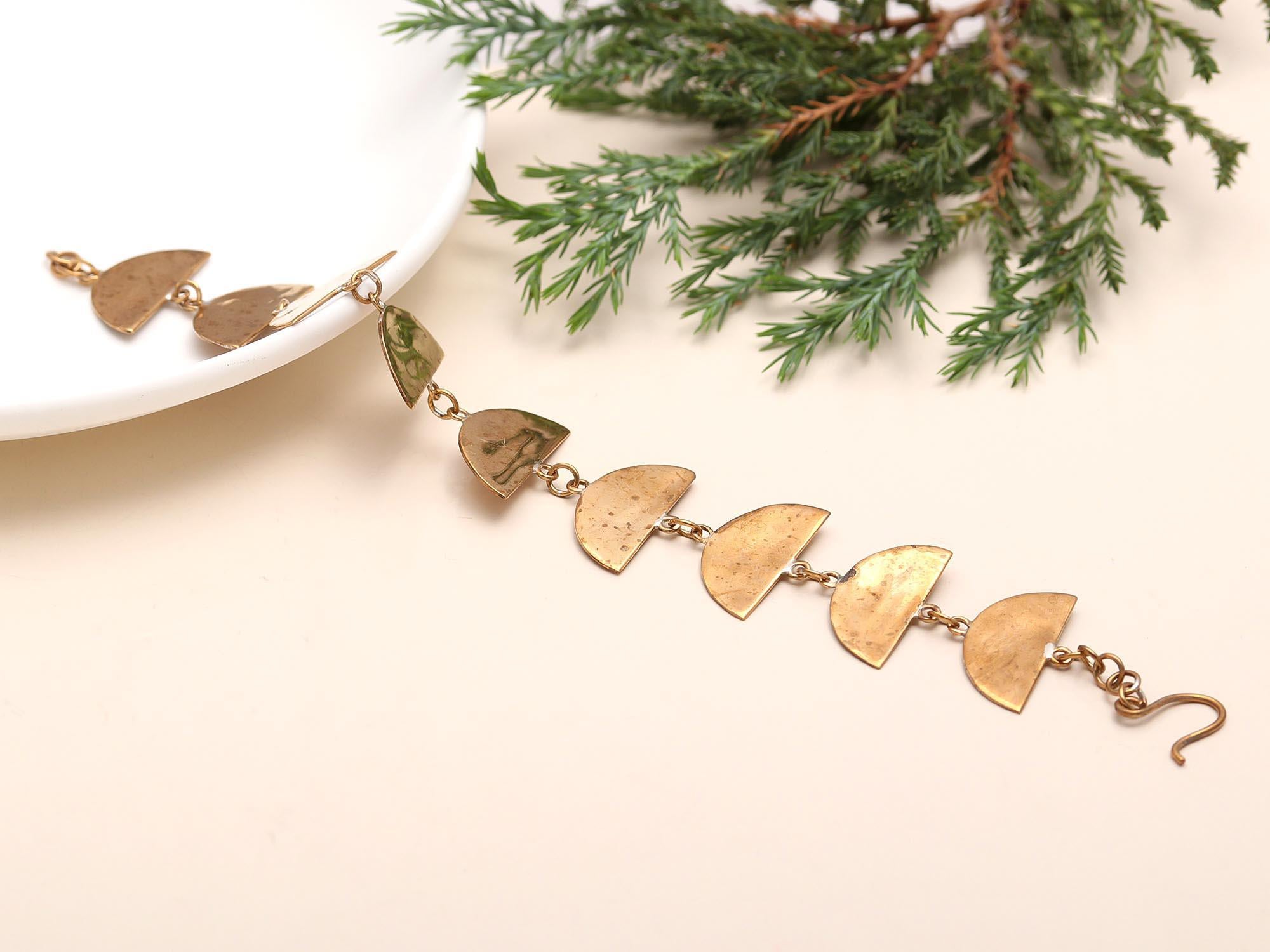 The Lunar Phase: Antique Gold Half-Moon Bracelet