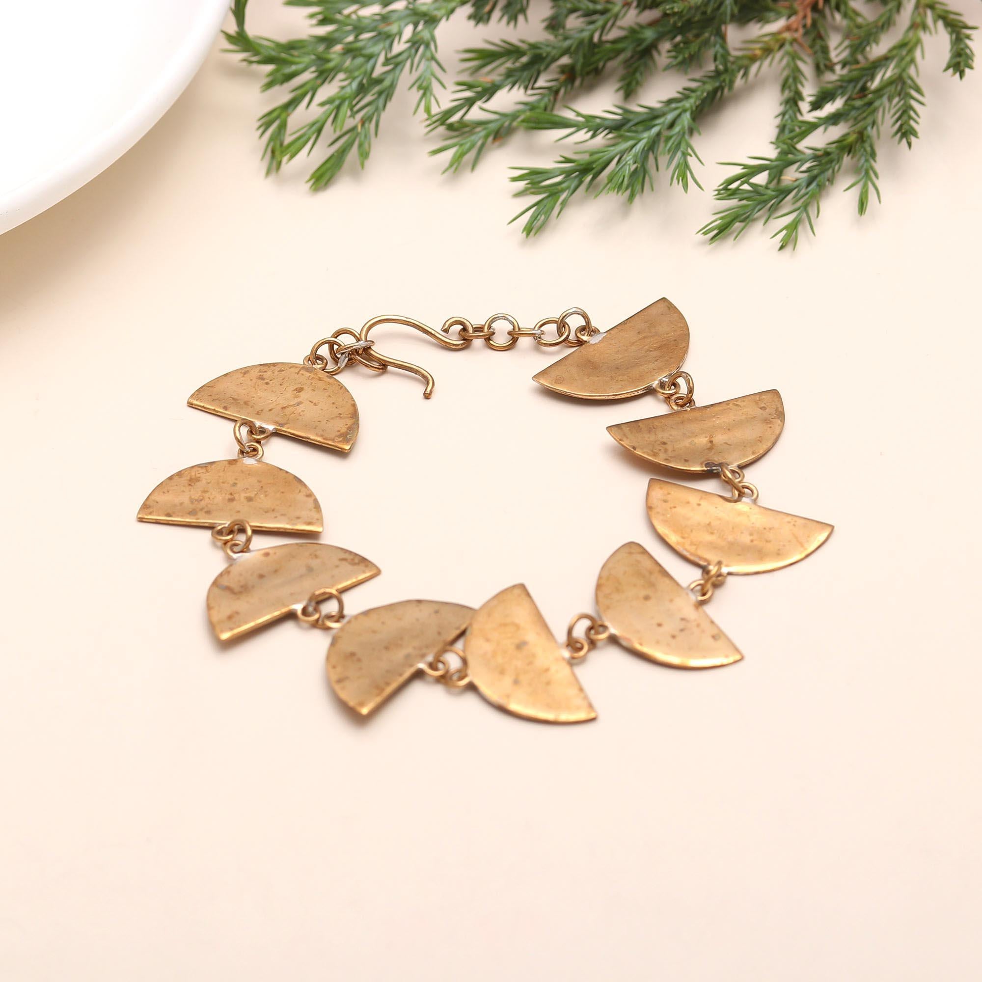 The Lunar Phase: Antique Gold Half-Moon Bracelet