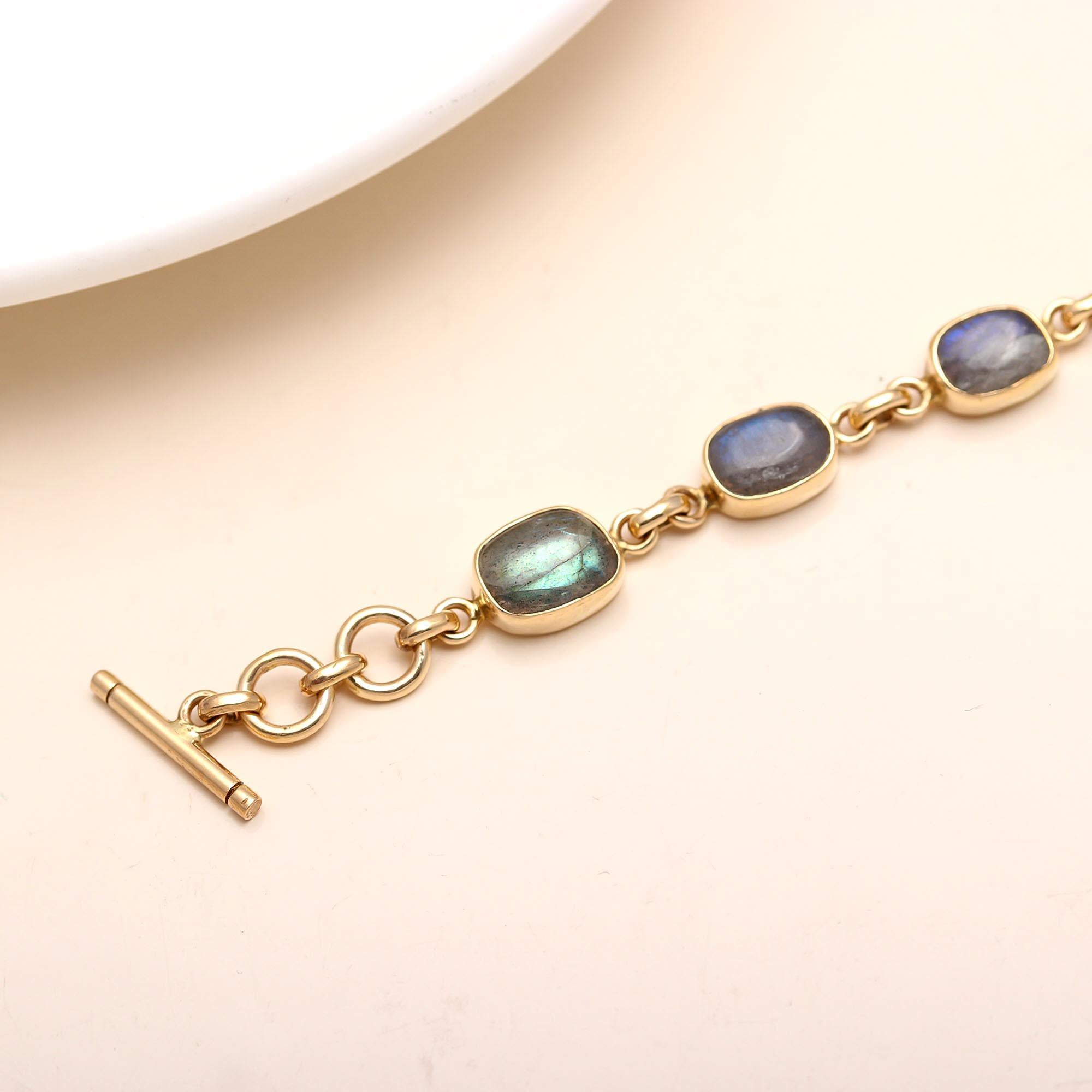 The Mystical Chain: Labradorite Gold Vermeil Toggle Bracelet