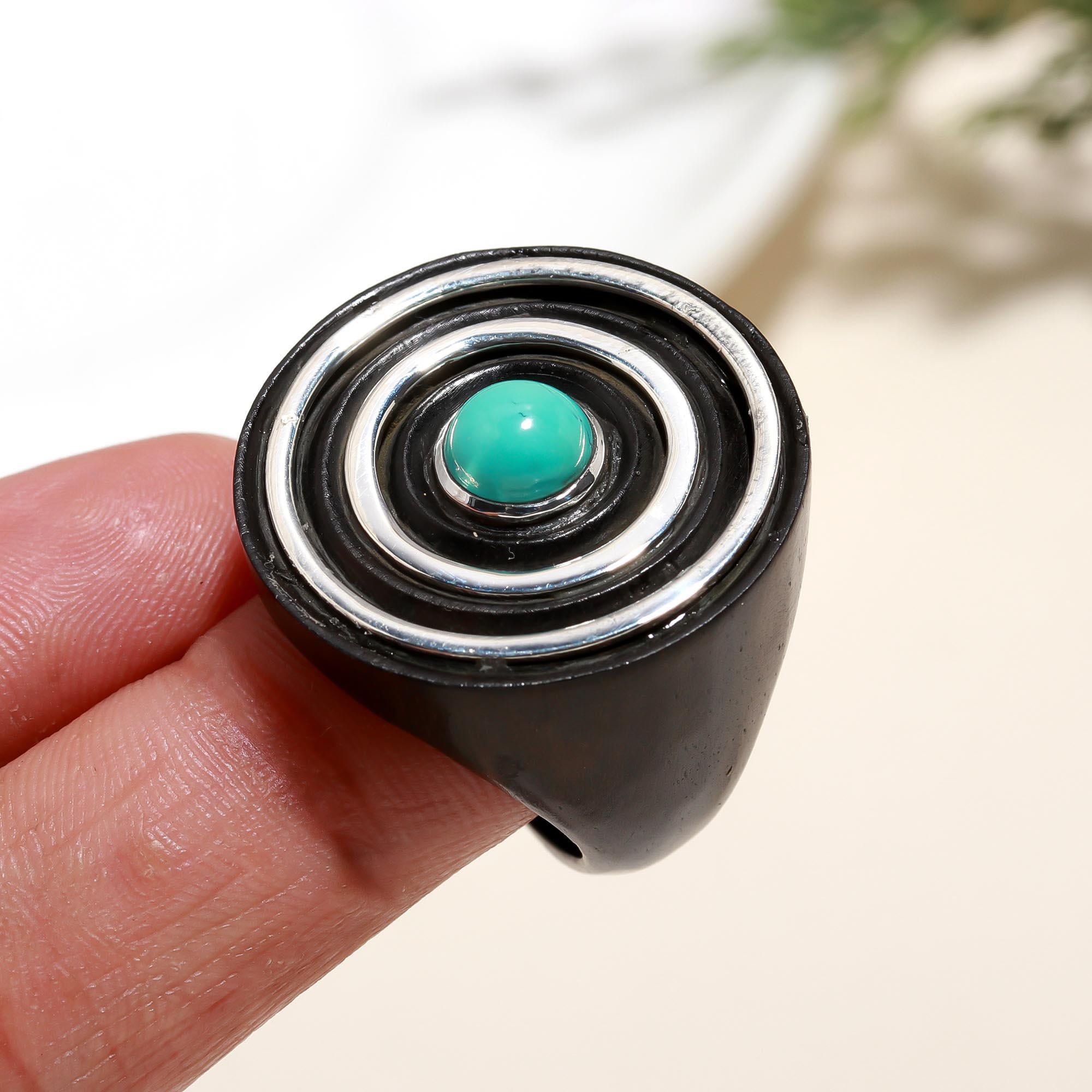 925 Silver Turquoise Enamel Ring