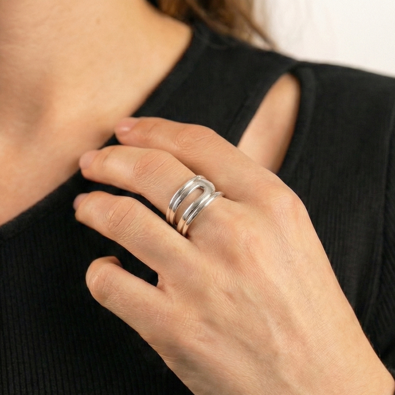 925 Silver Wide Open Band Ring