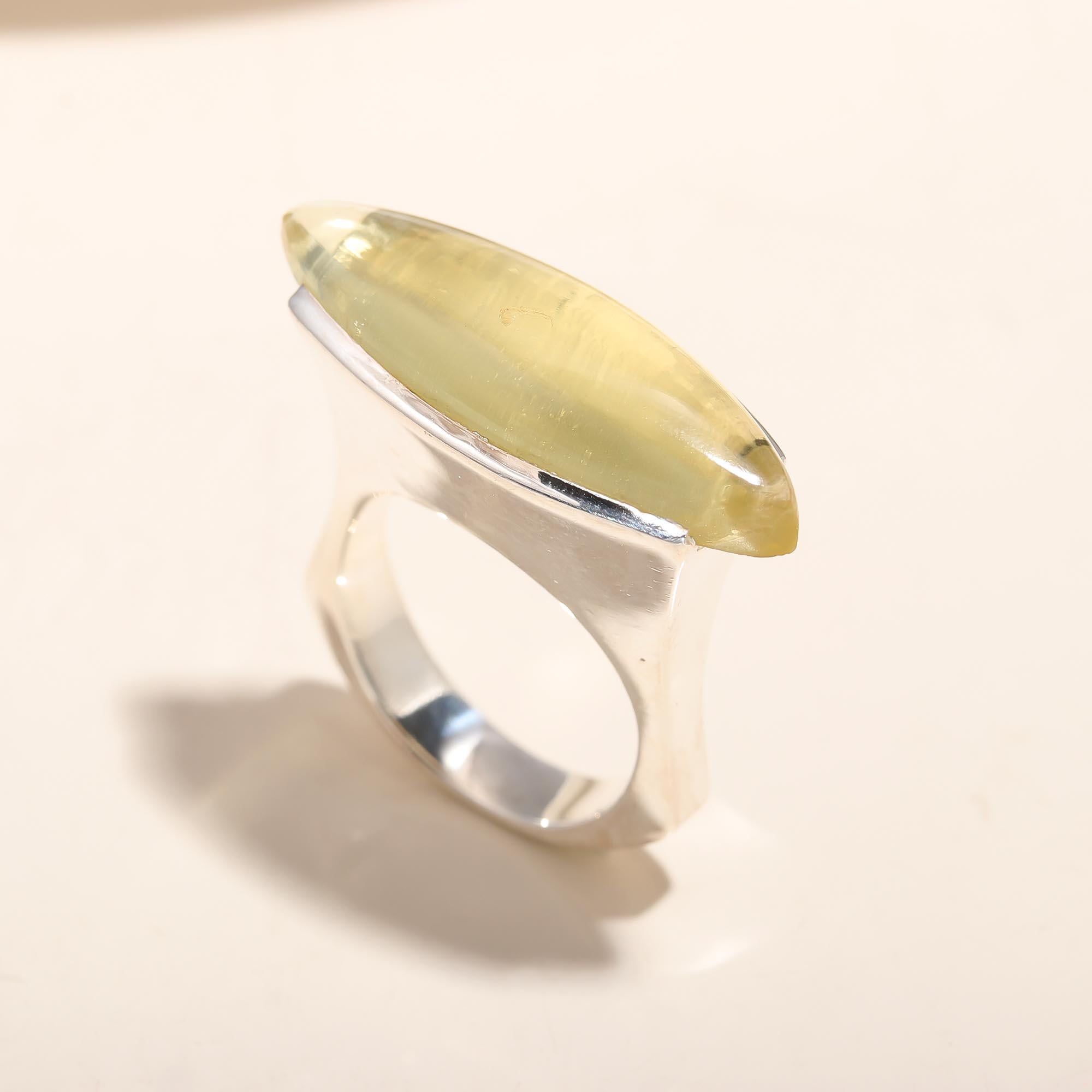 925 Silver Yellow Quartz Ring
