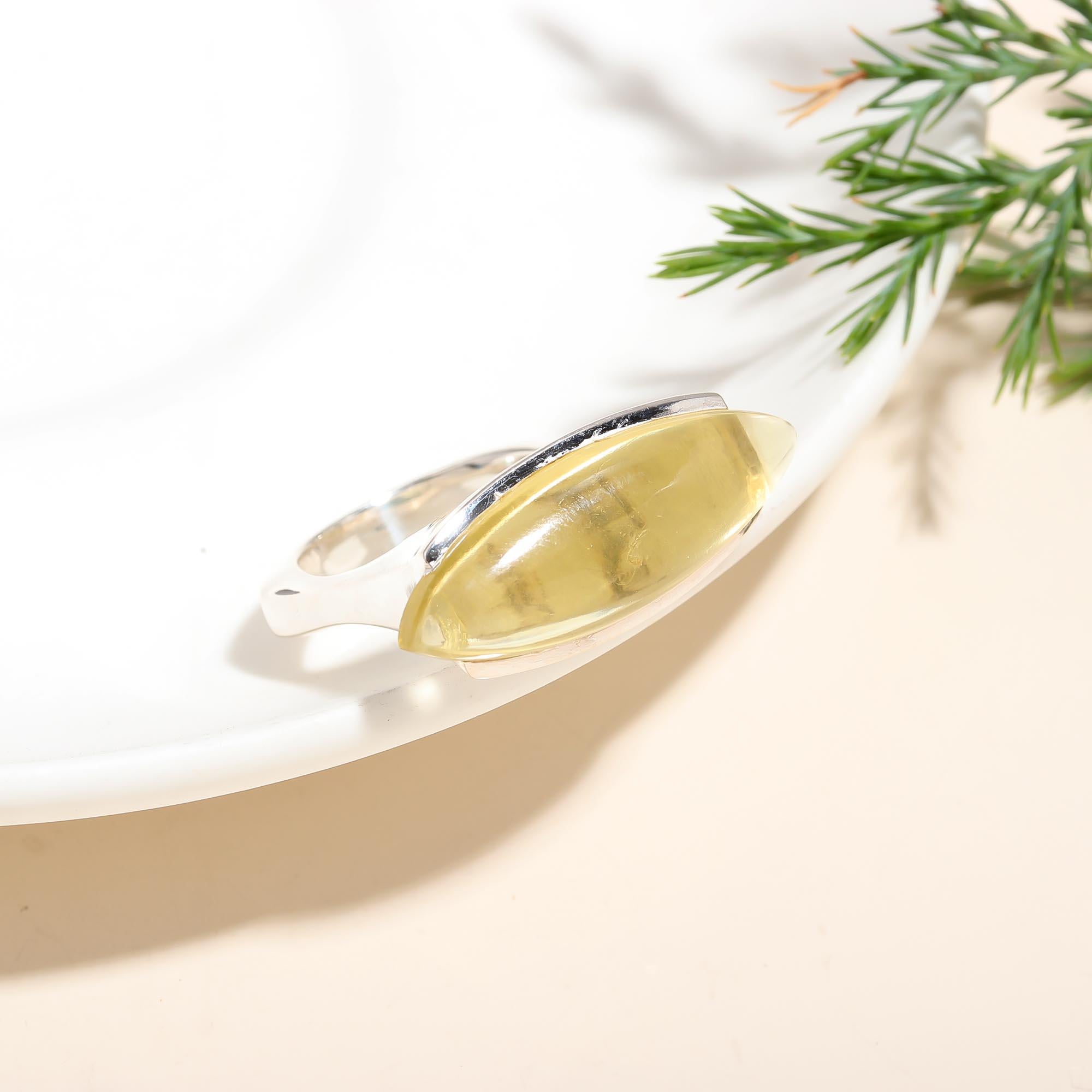 925 Silver Yellow Quartz Ring