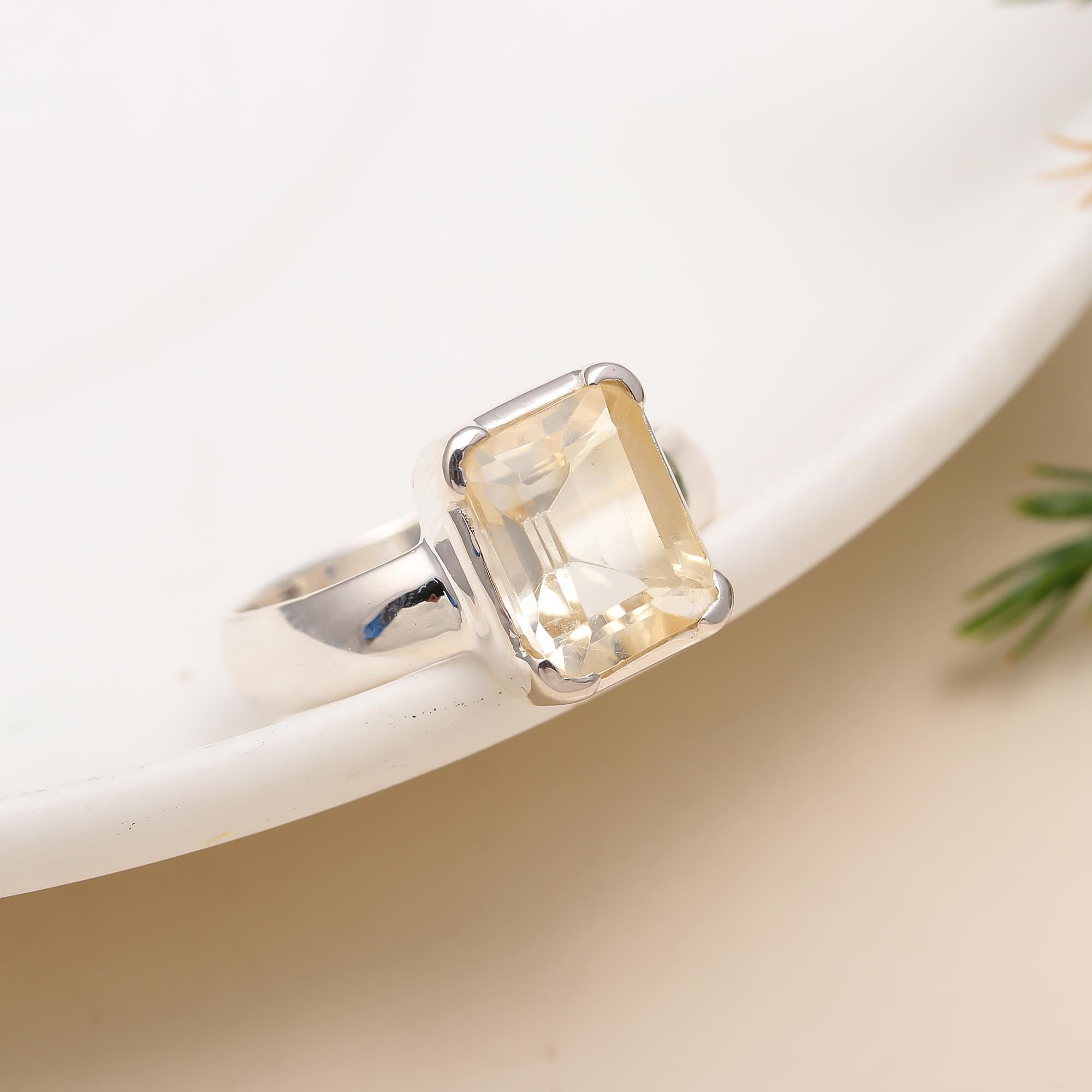 925 Silver Lemon Quartz Ring