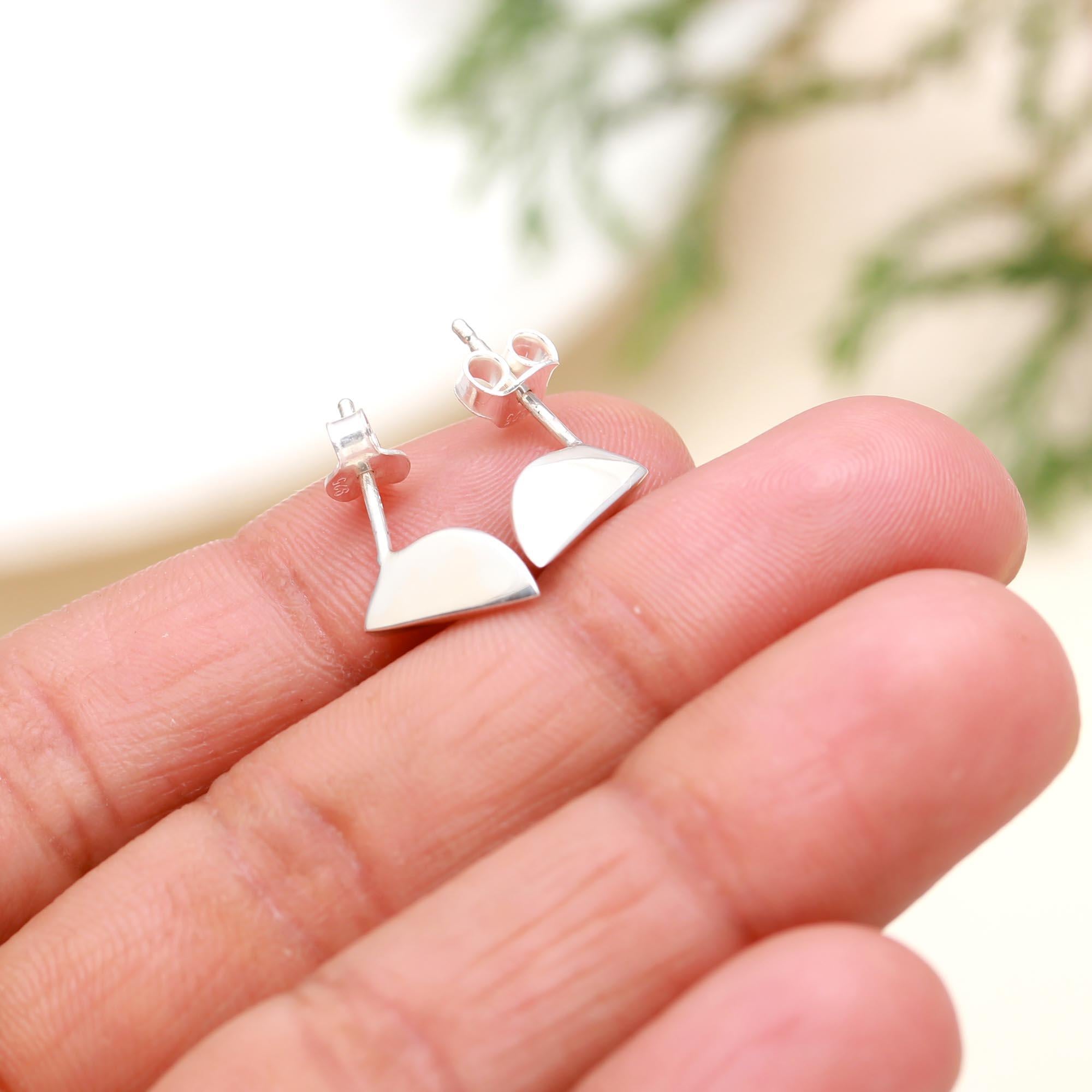 925 Silver Half-Moon Stud Earrings