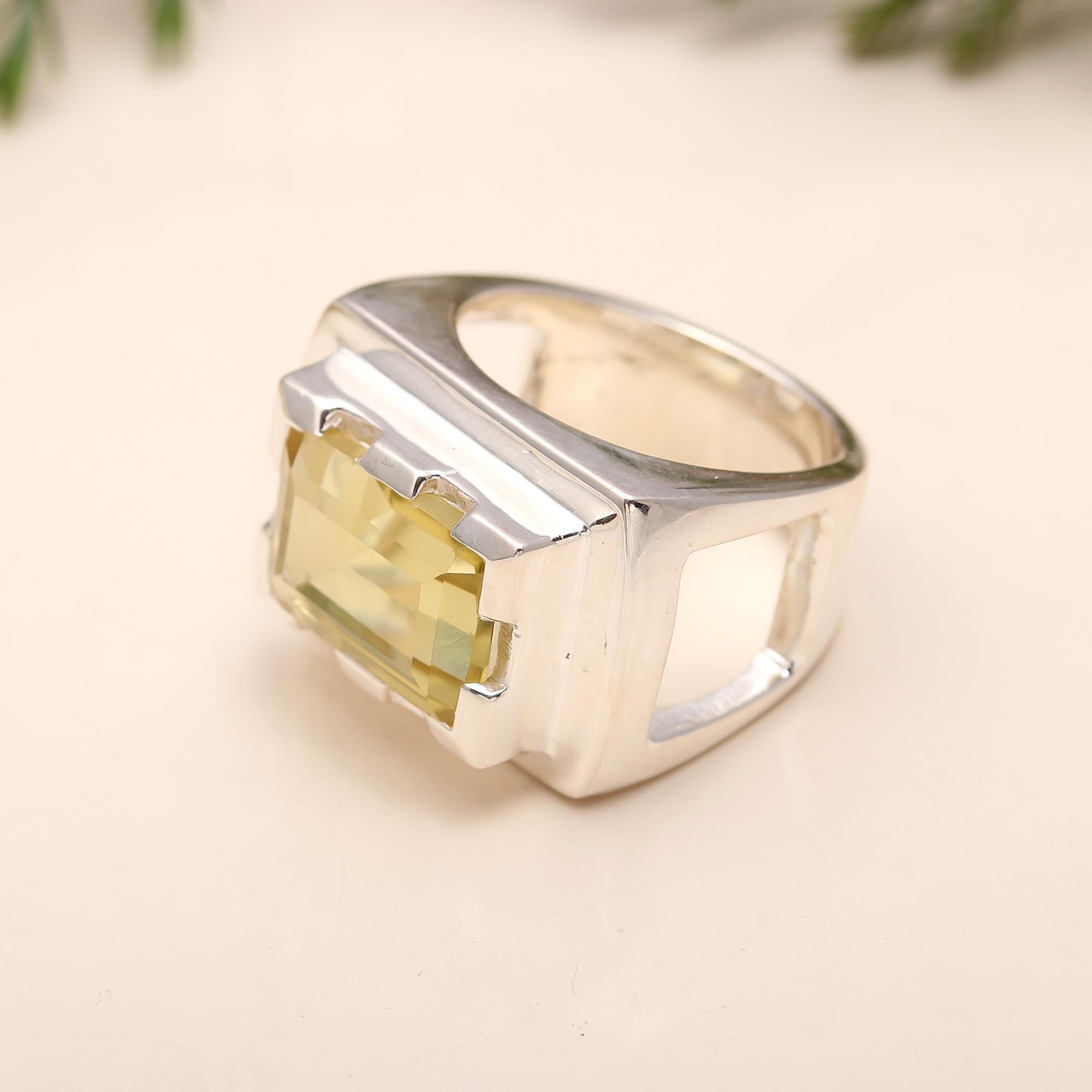 925 Silver Lemon Quartz Ring