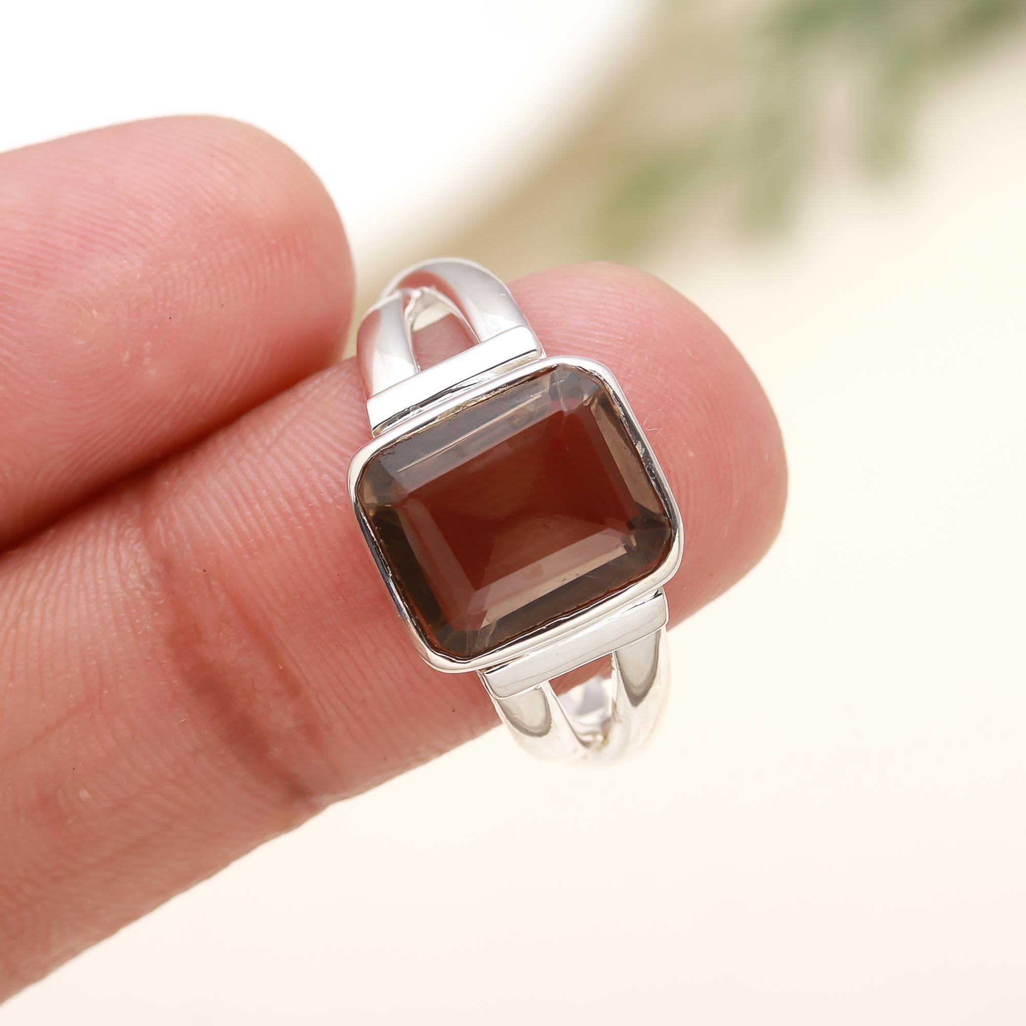 925 Silver Smoky Quartz Ring