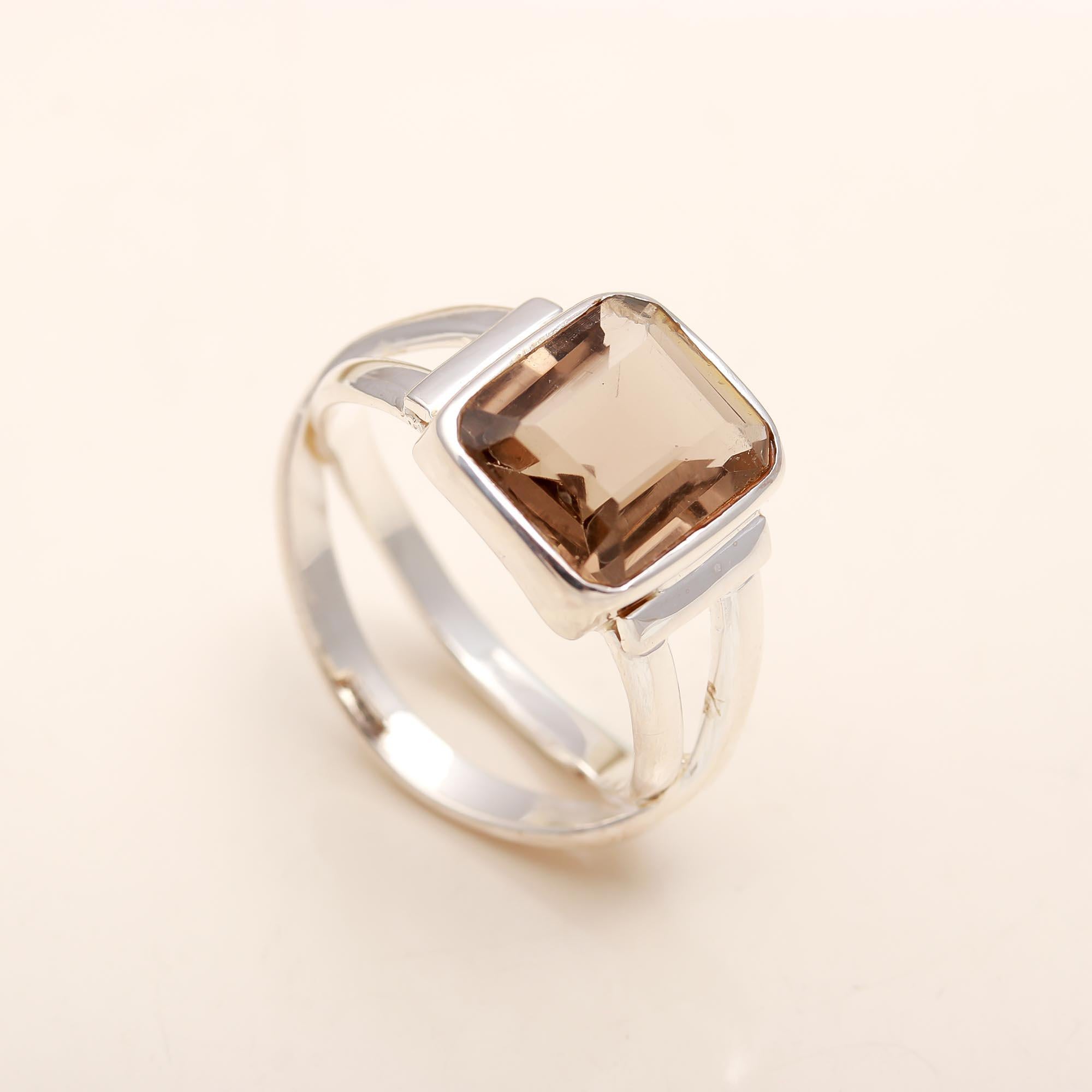 925 Silver Smoky Quartz Ring