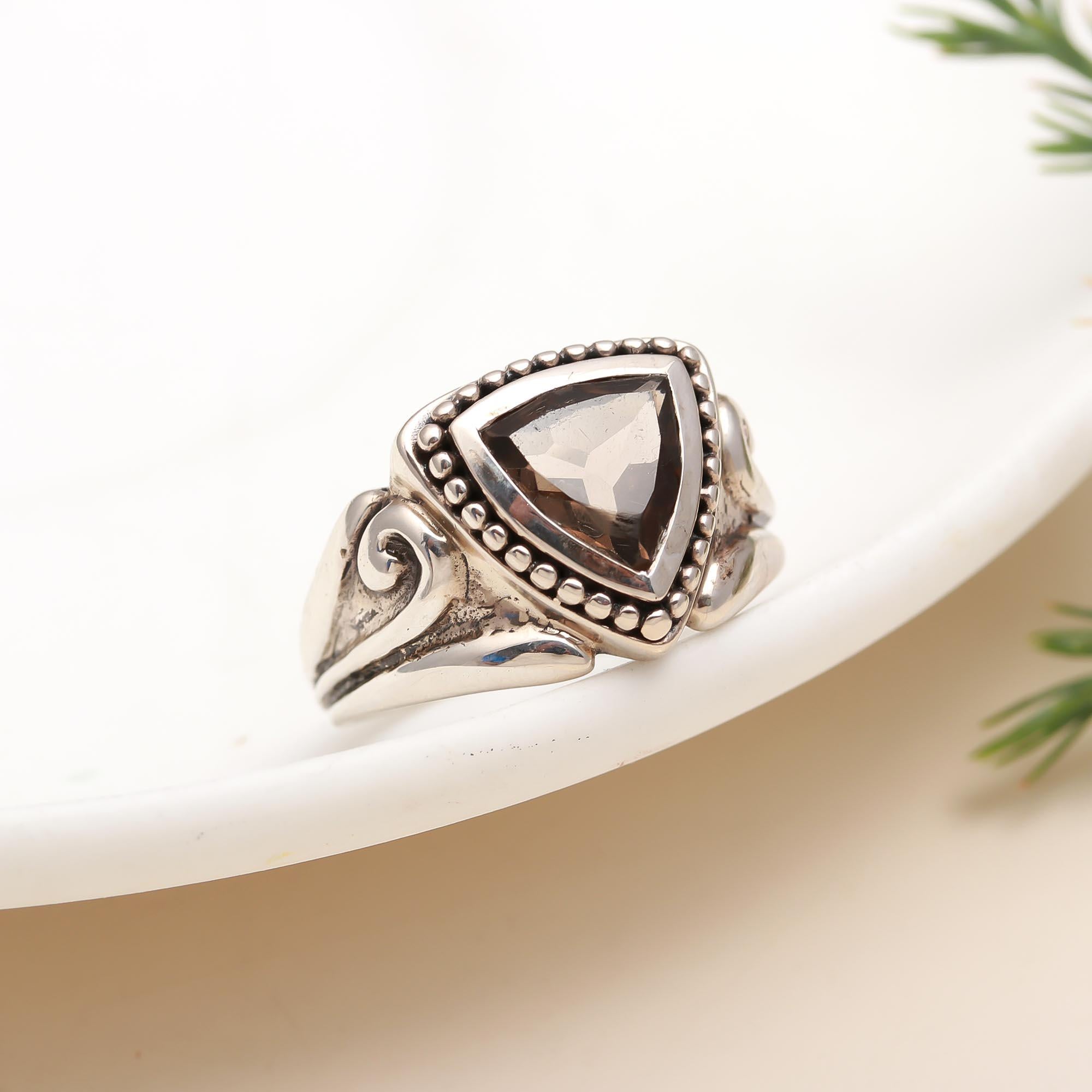 925 Silver Smoky Quartz Ring