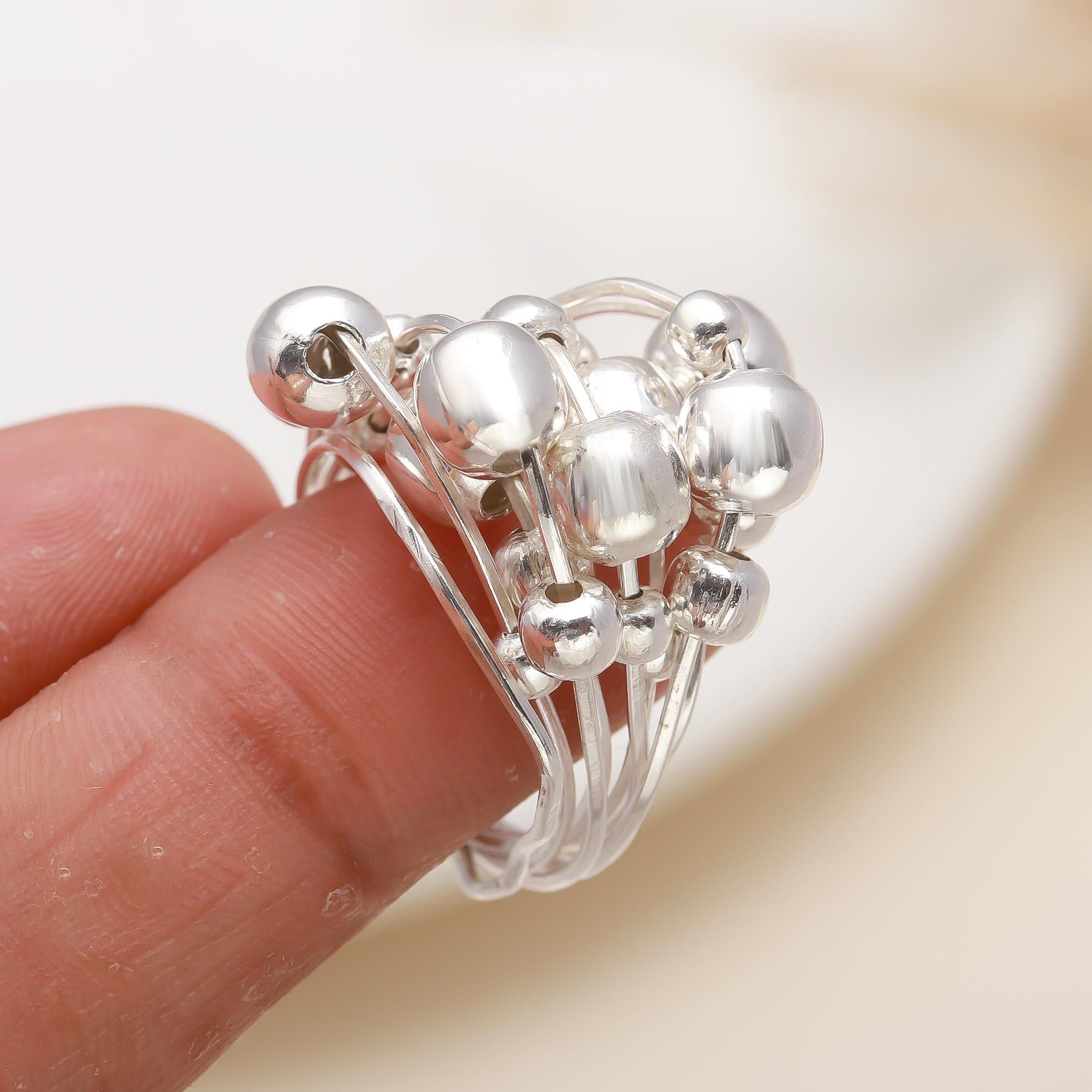 925 Silver Ball Cluster Ring