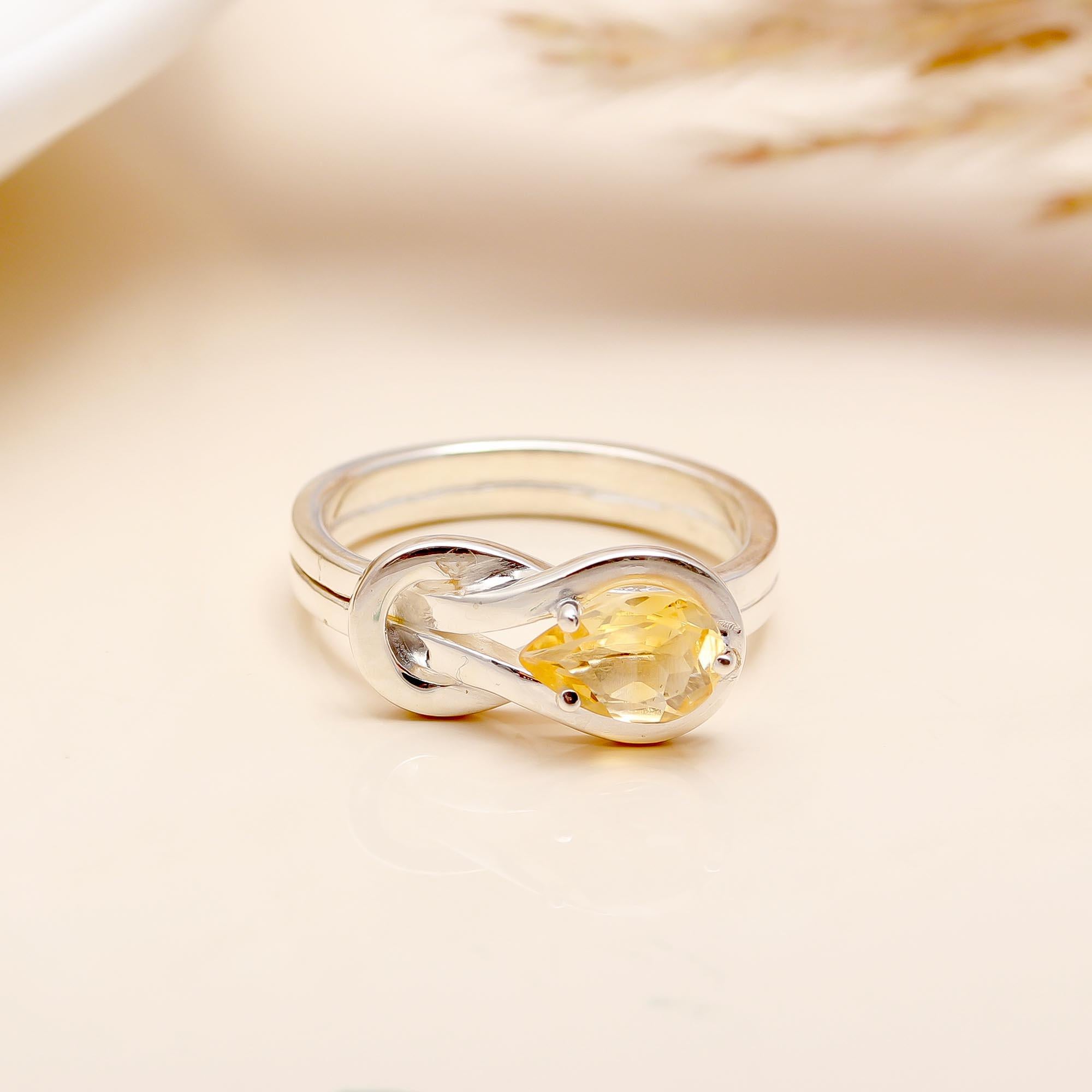 925 Silver Citrine Twist Ring