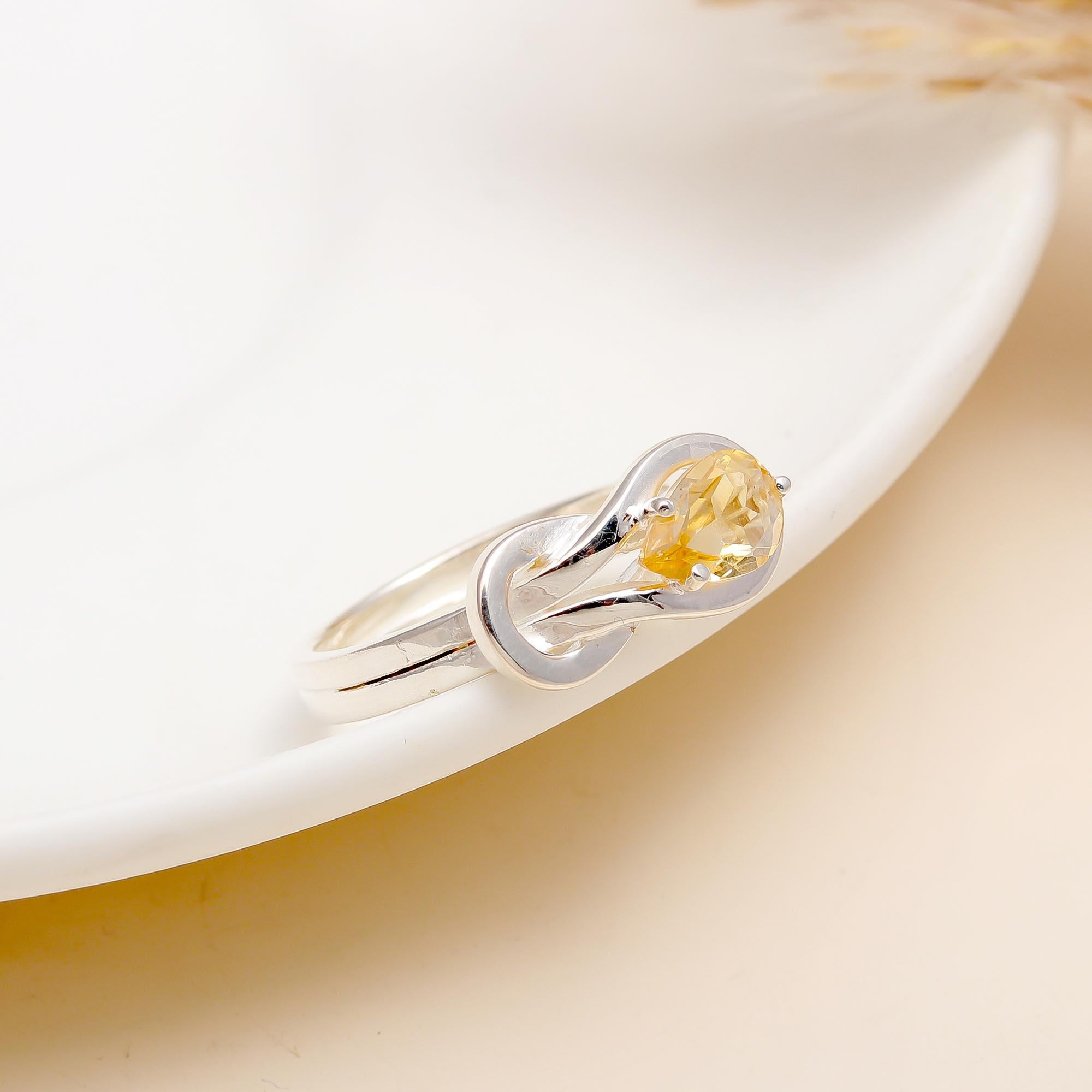925 Silver Citrine Twist Ring