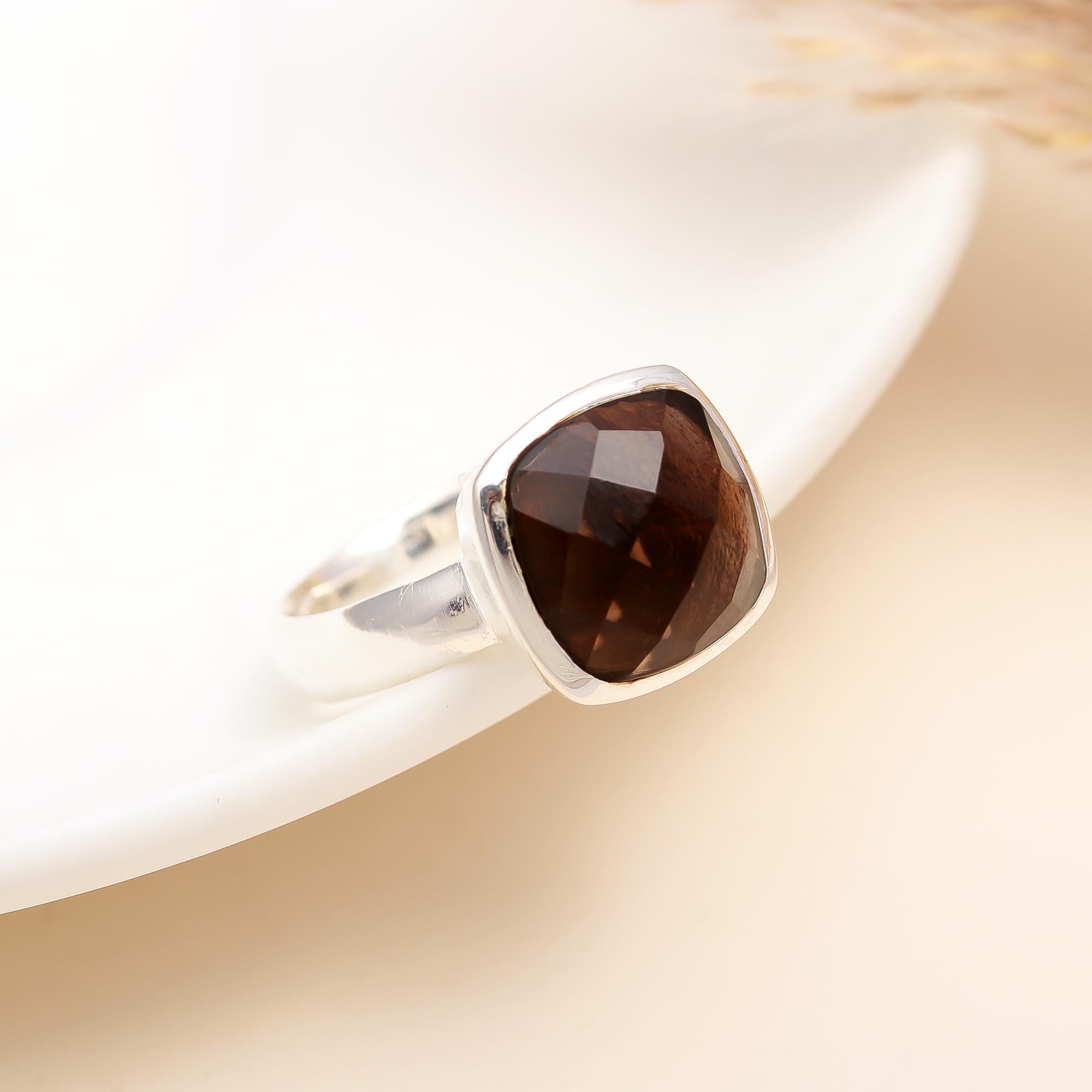 925 Silver Smoky Quartz Ring