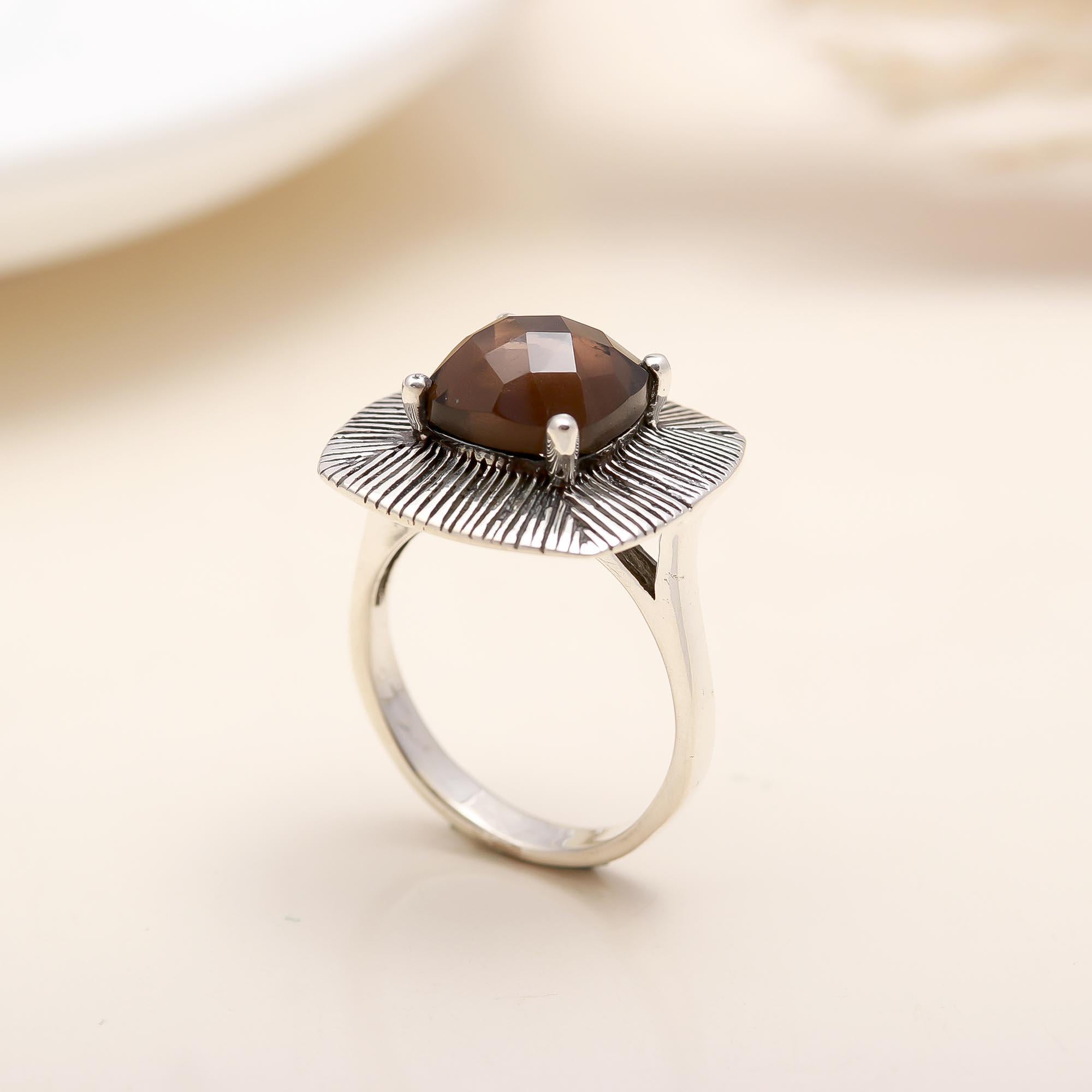 925 Silver Smoky Quartz Ring