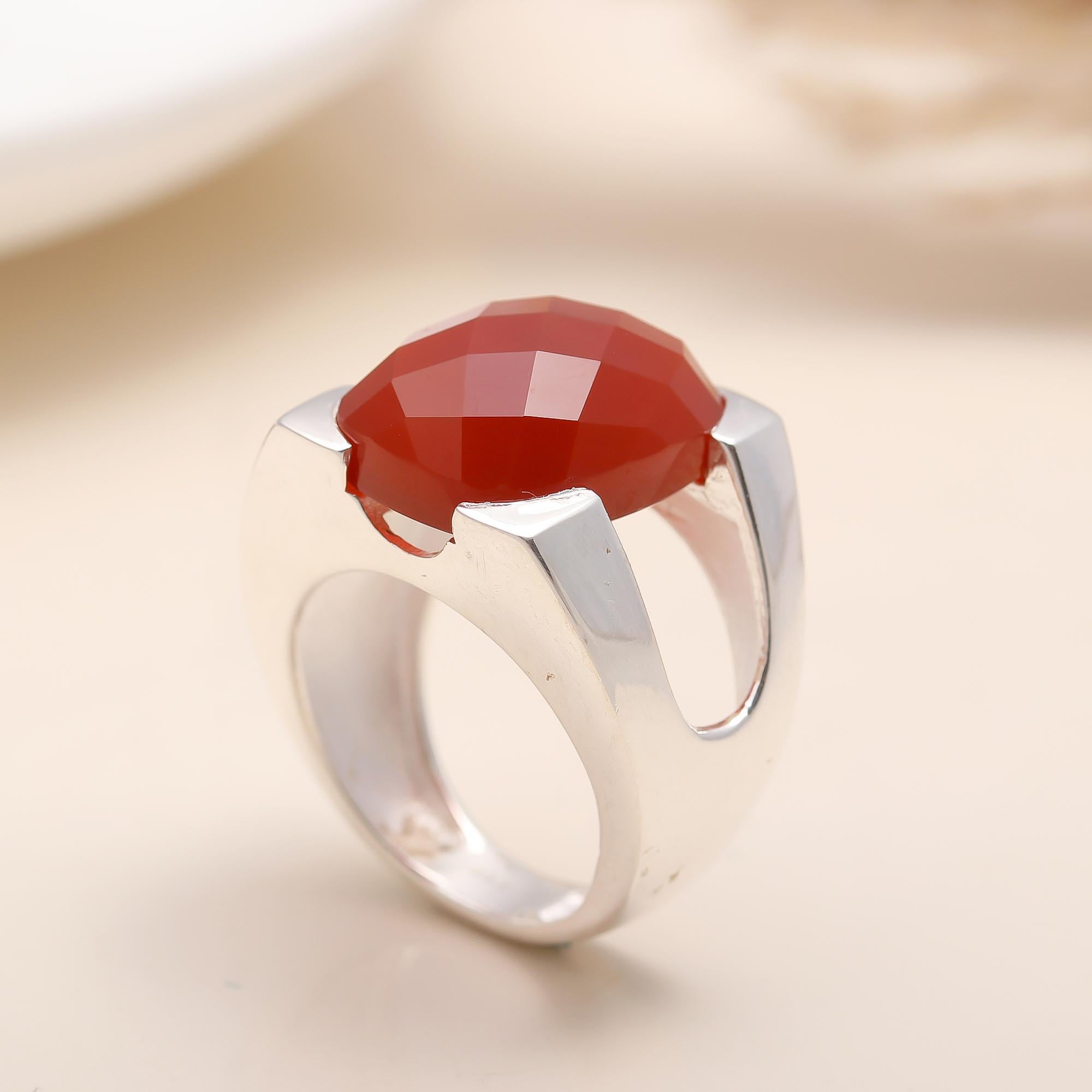 925 Silver Red Onyx Ring
