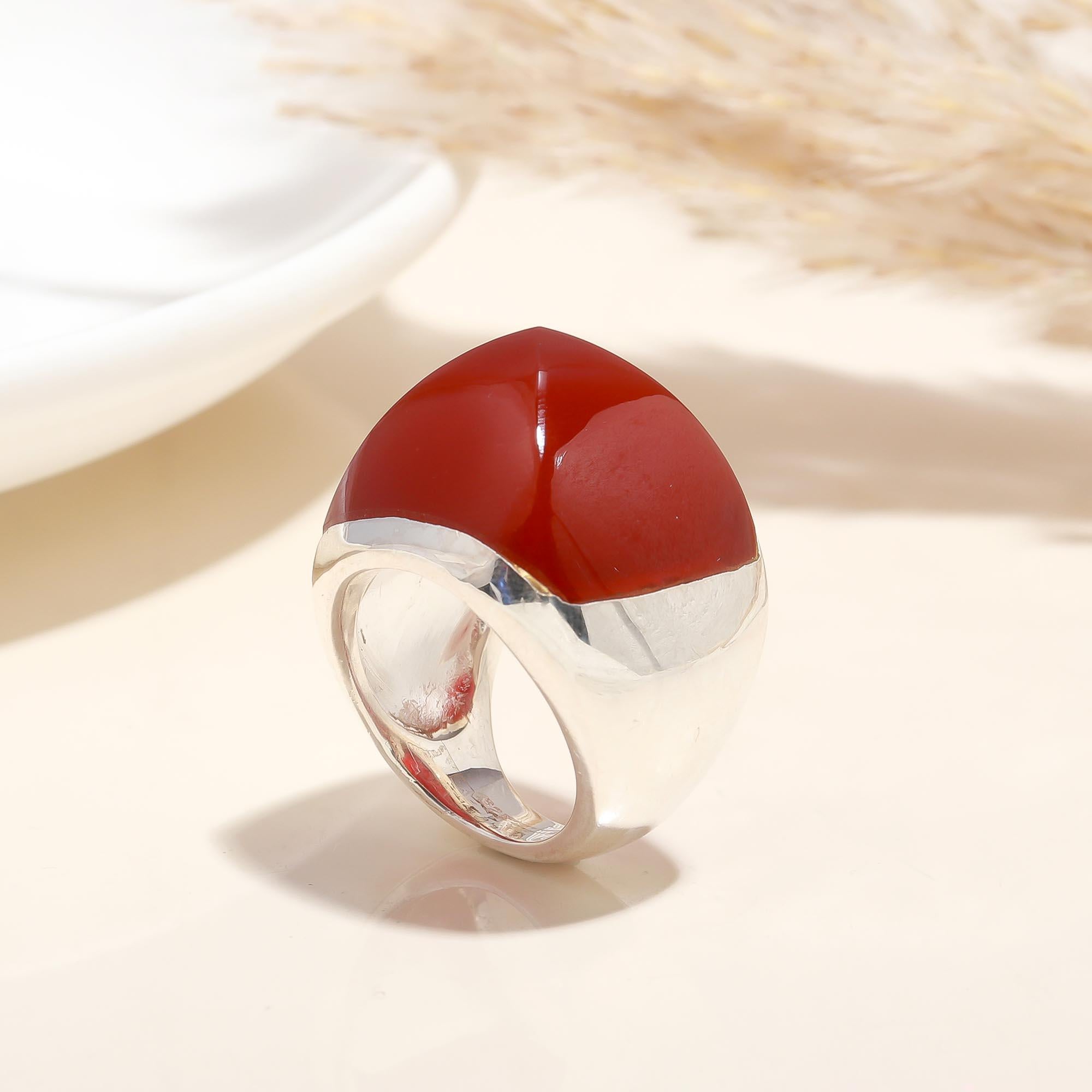 925 Silver Red Onyx Ring