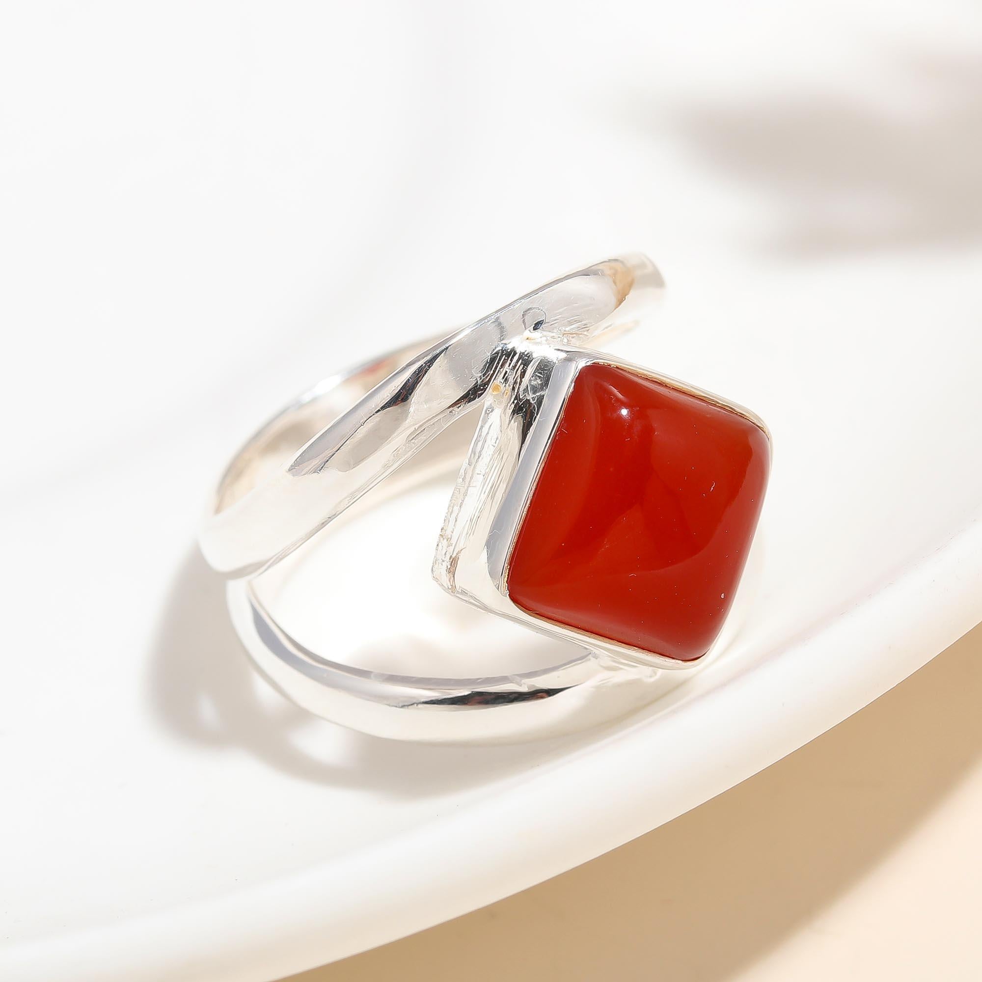 925 Silver Red Onyx Crossover Ring
