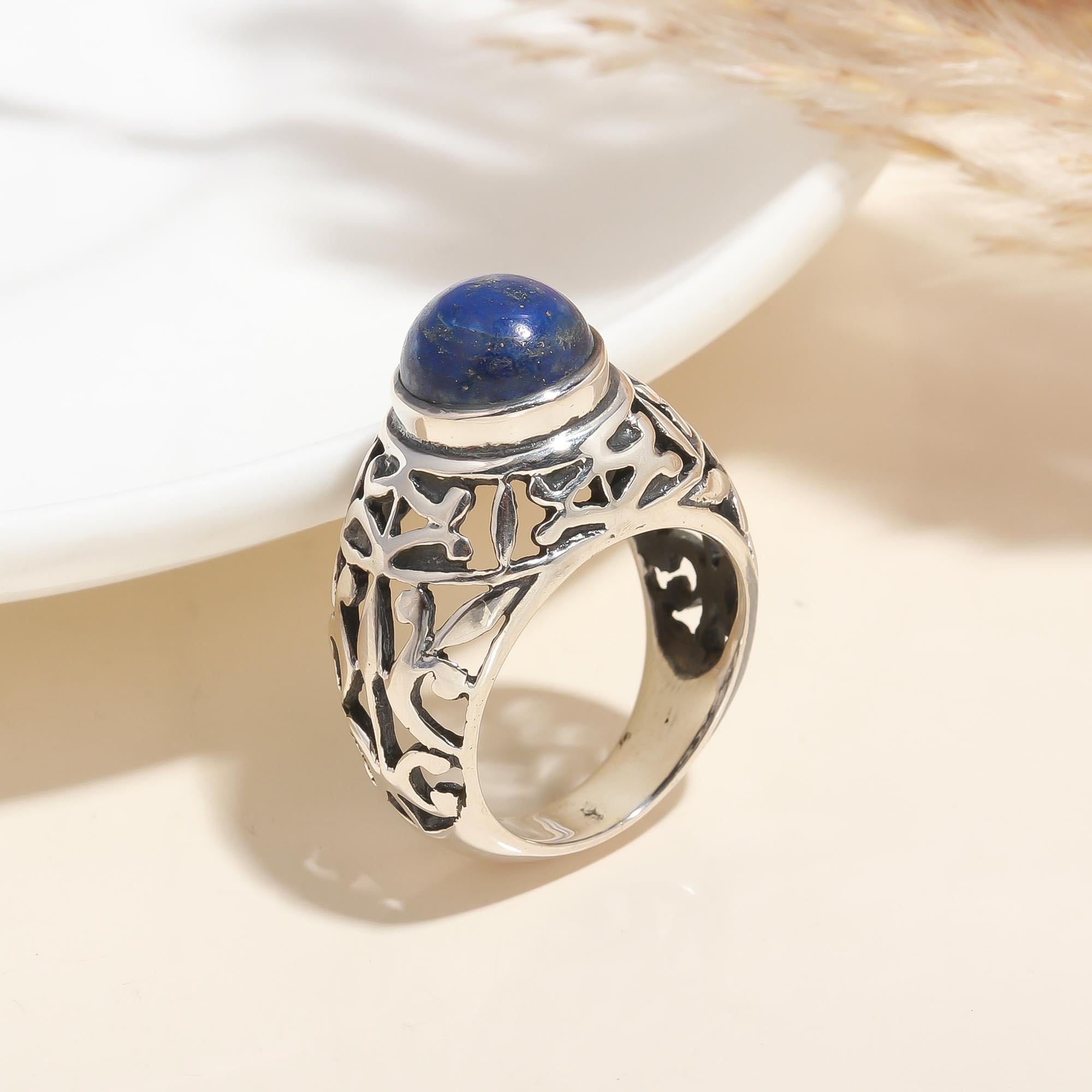 925 Silver Lapis Lazuli Filigree Ring