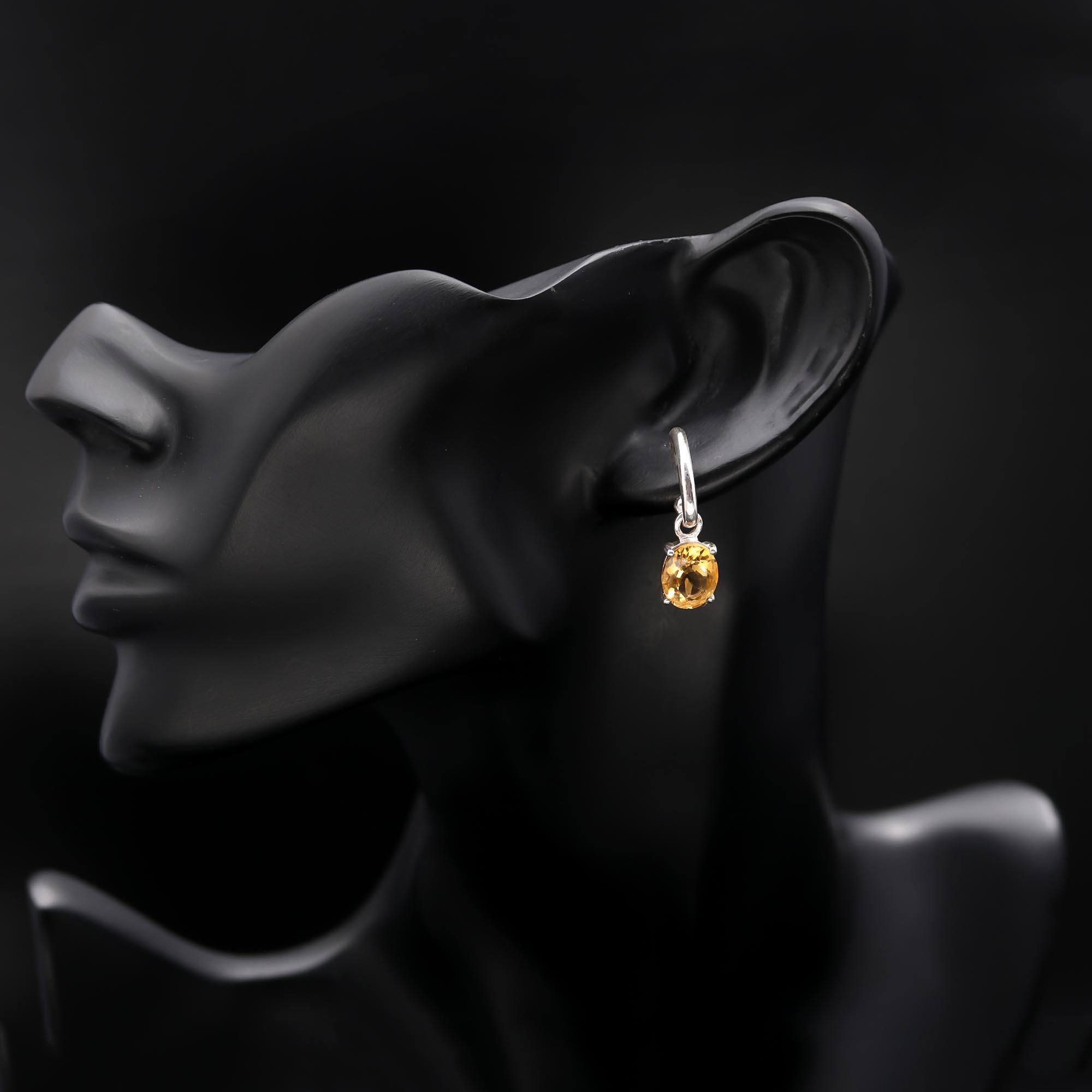 925 Silver Citrine Drop Earrings