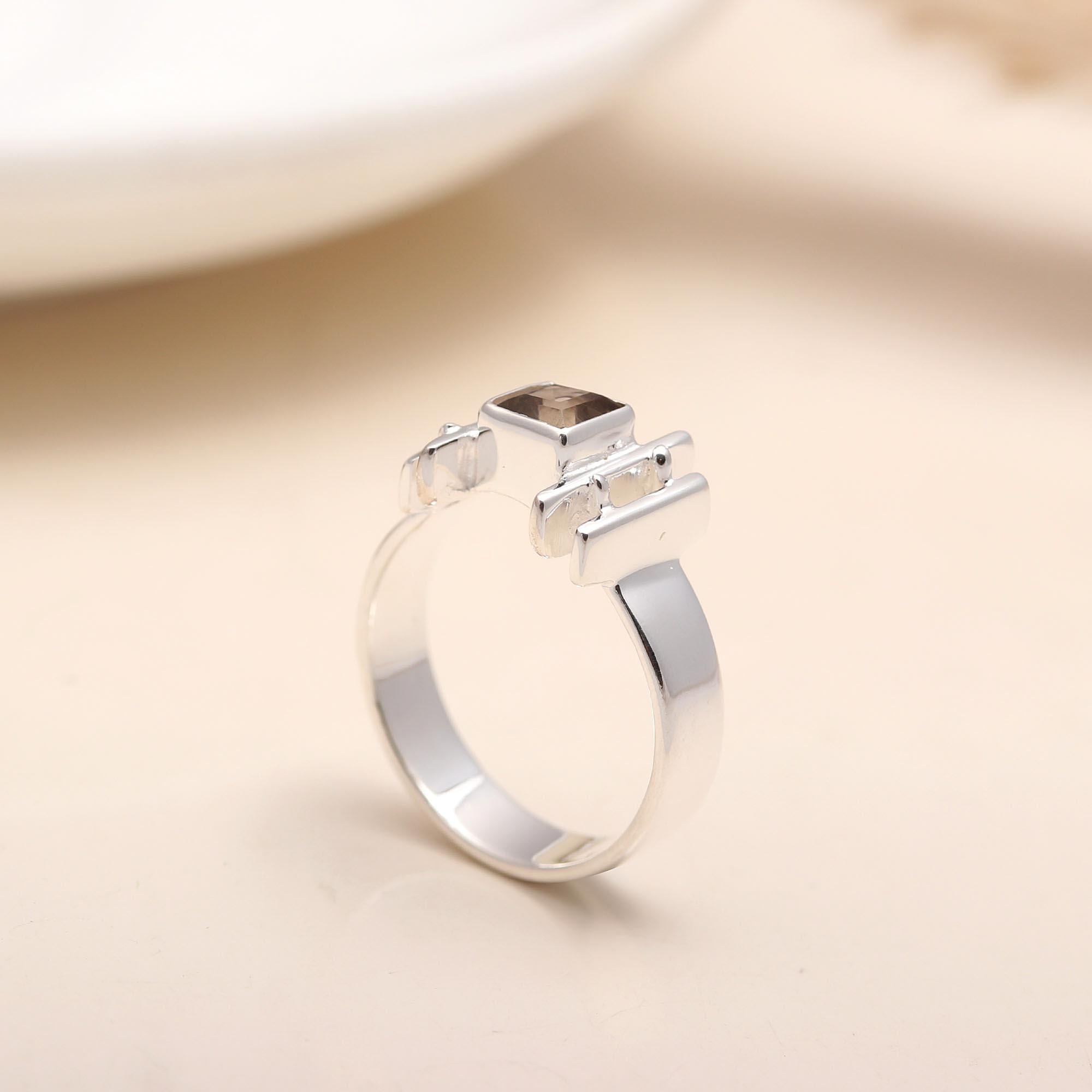 925 Silver Smoky Quartz Ring
