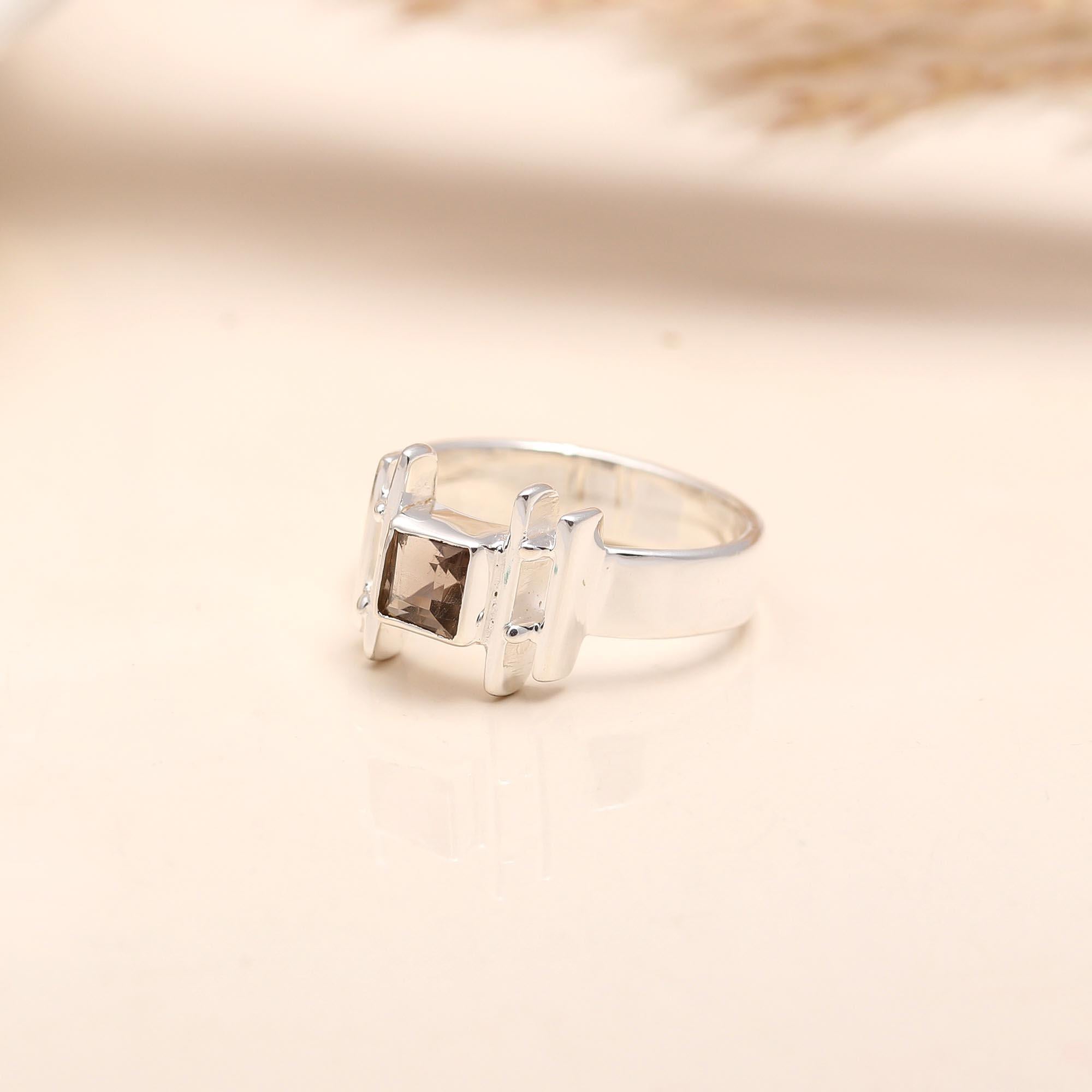 925 Silver Smoky Quartz Ring