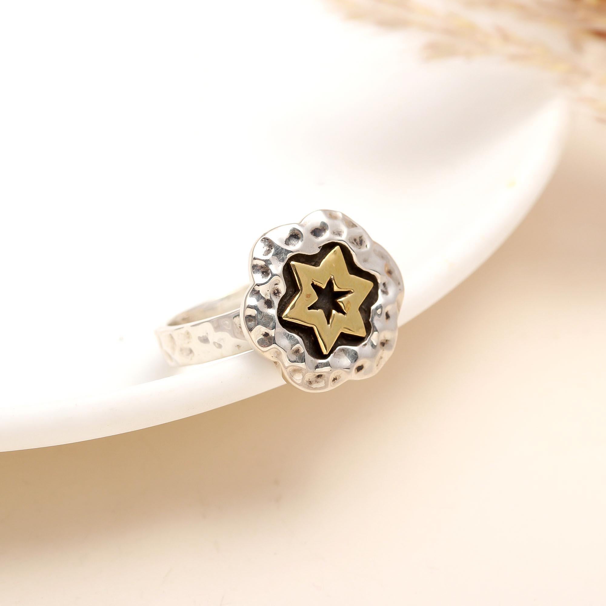 925 Silver Star Textured Ring