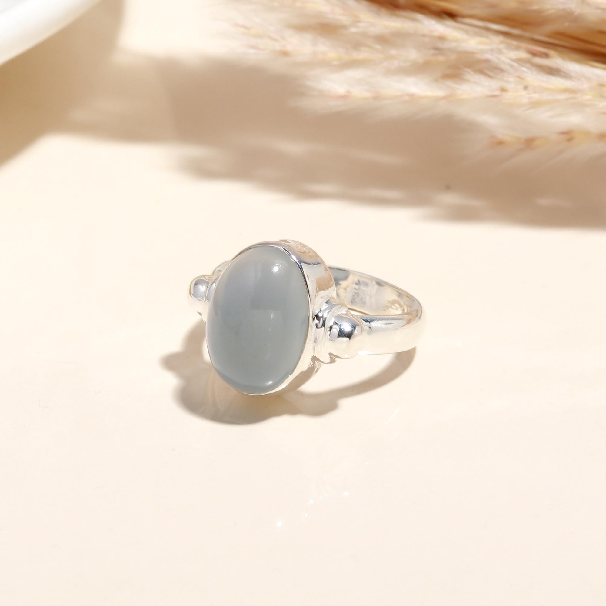 925 Silver Blue Chalcedony Ring