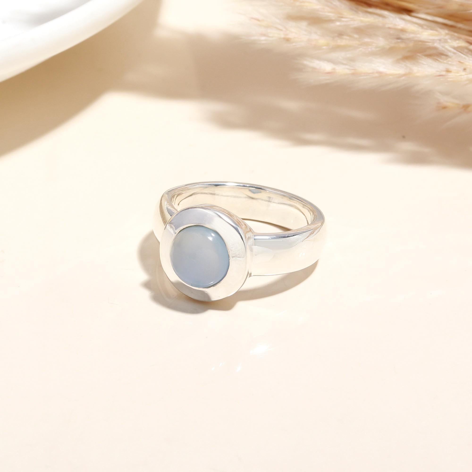 925 Silver Blue Chalcedony Ring