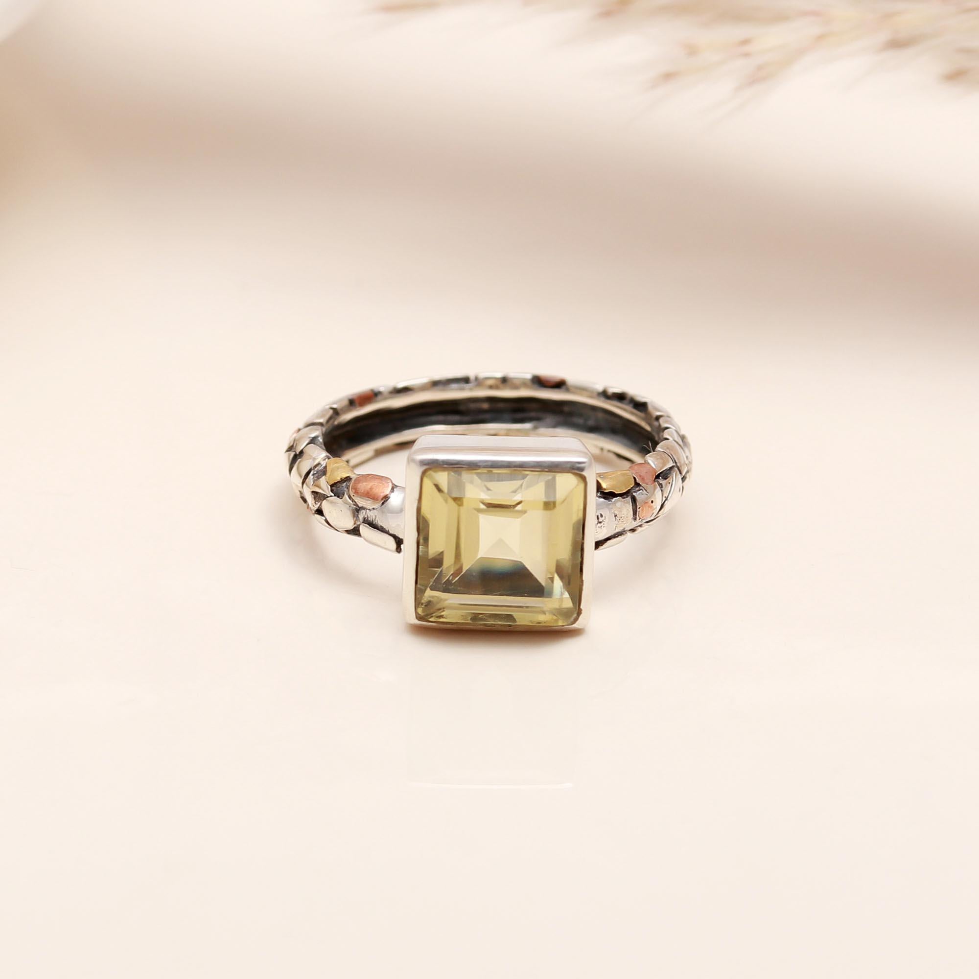 925 Silver Lemon Quartz Ring