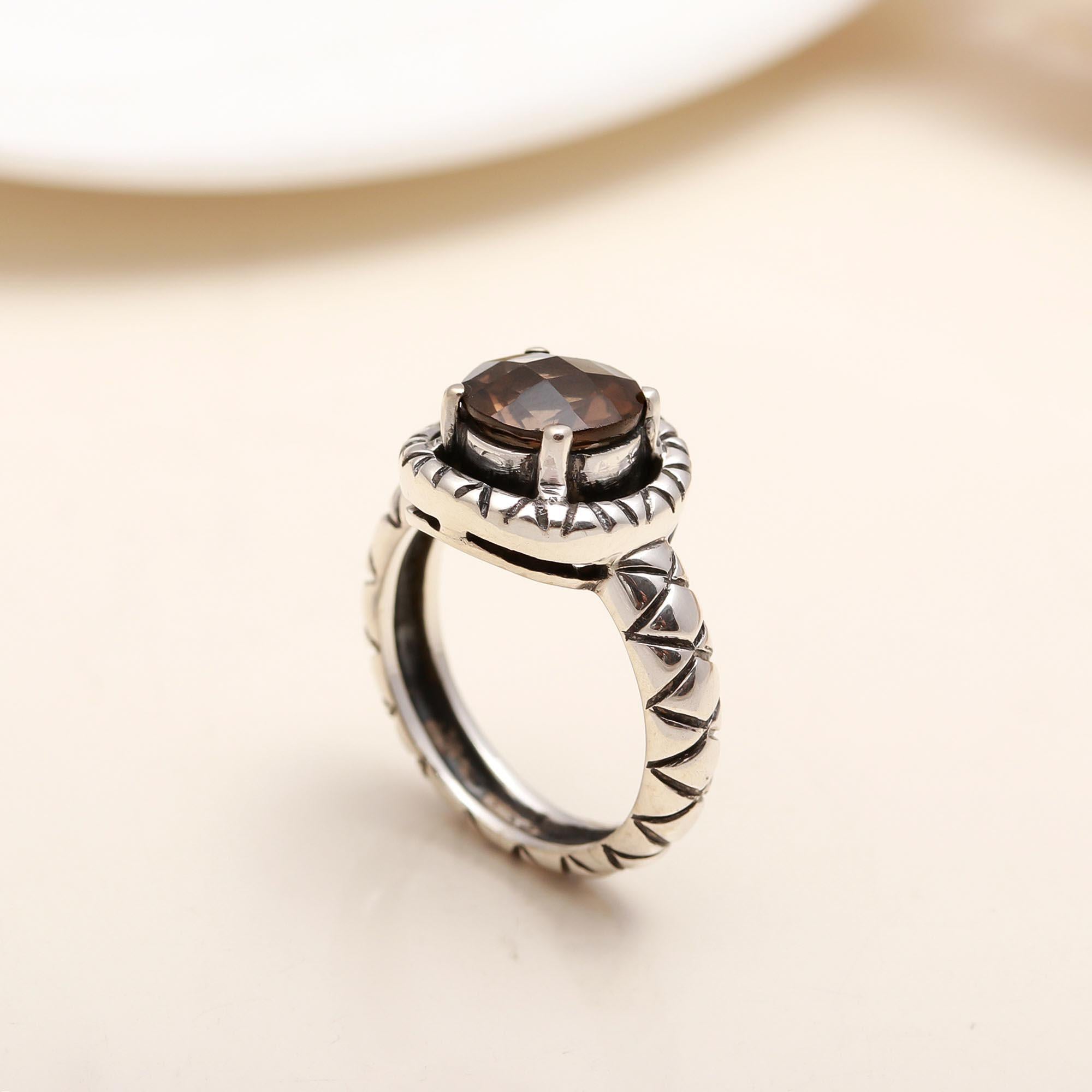925 Silver Smoky Quartz Ring