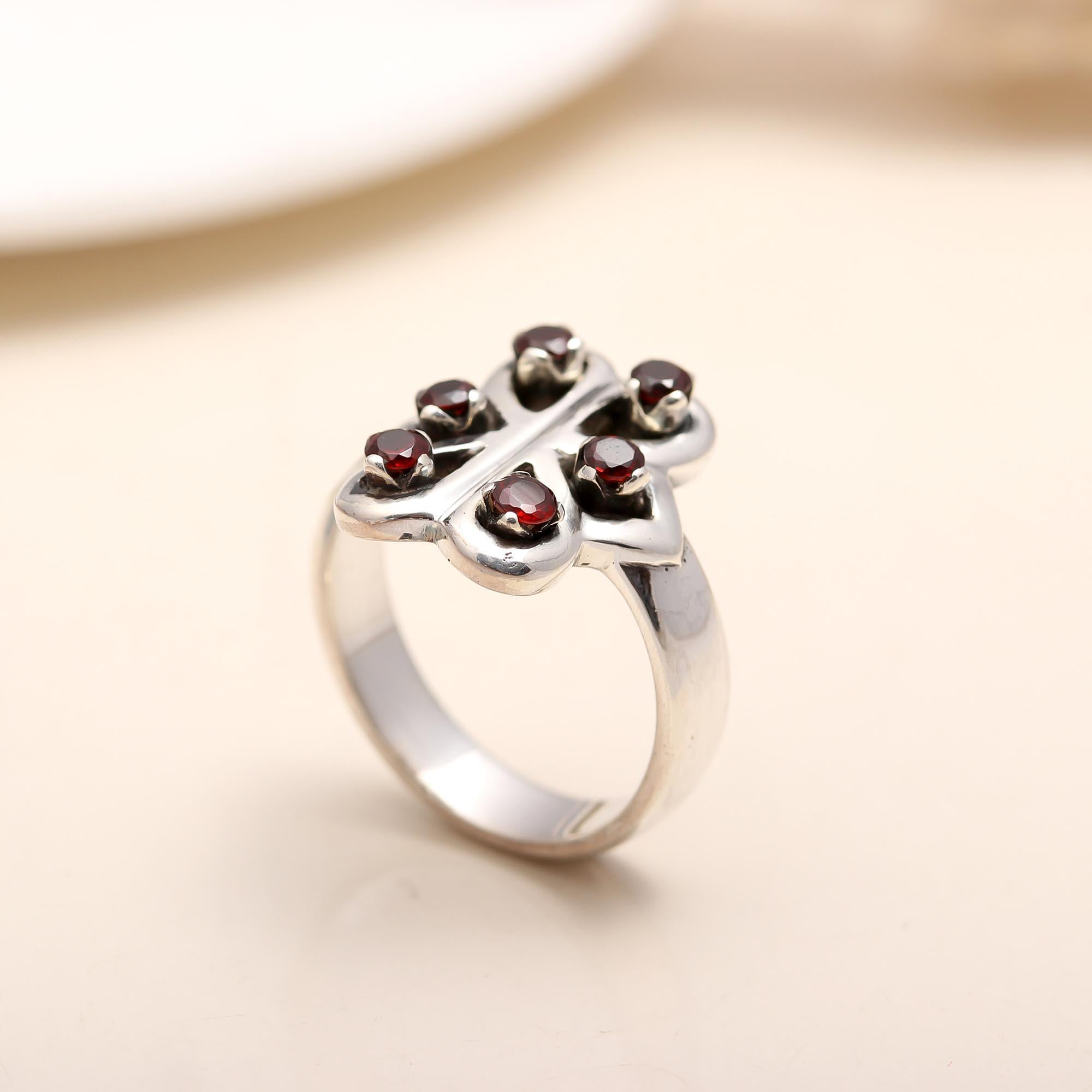 925 Silver Garnet Ring