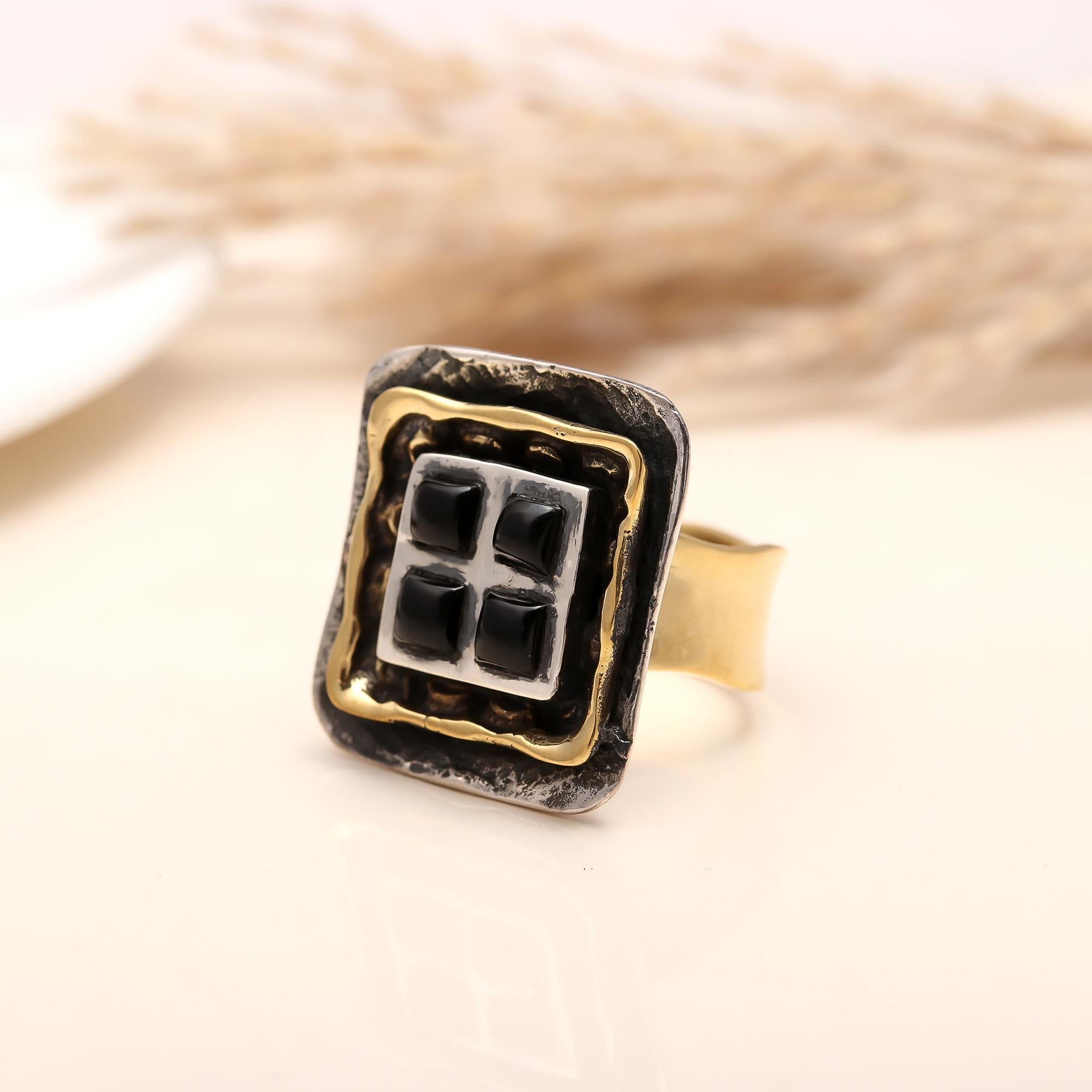Modern statement onyx ring for women