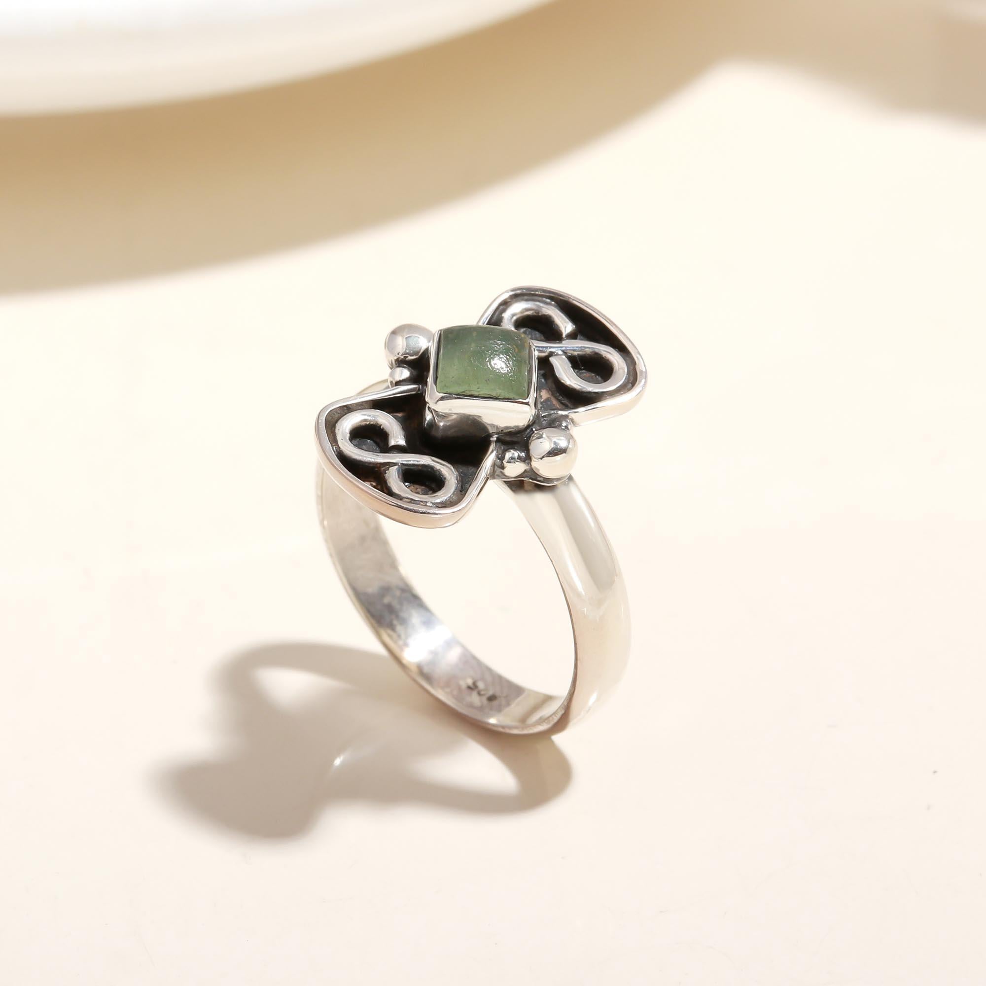 925 sterling silver butterfly gemstone ring