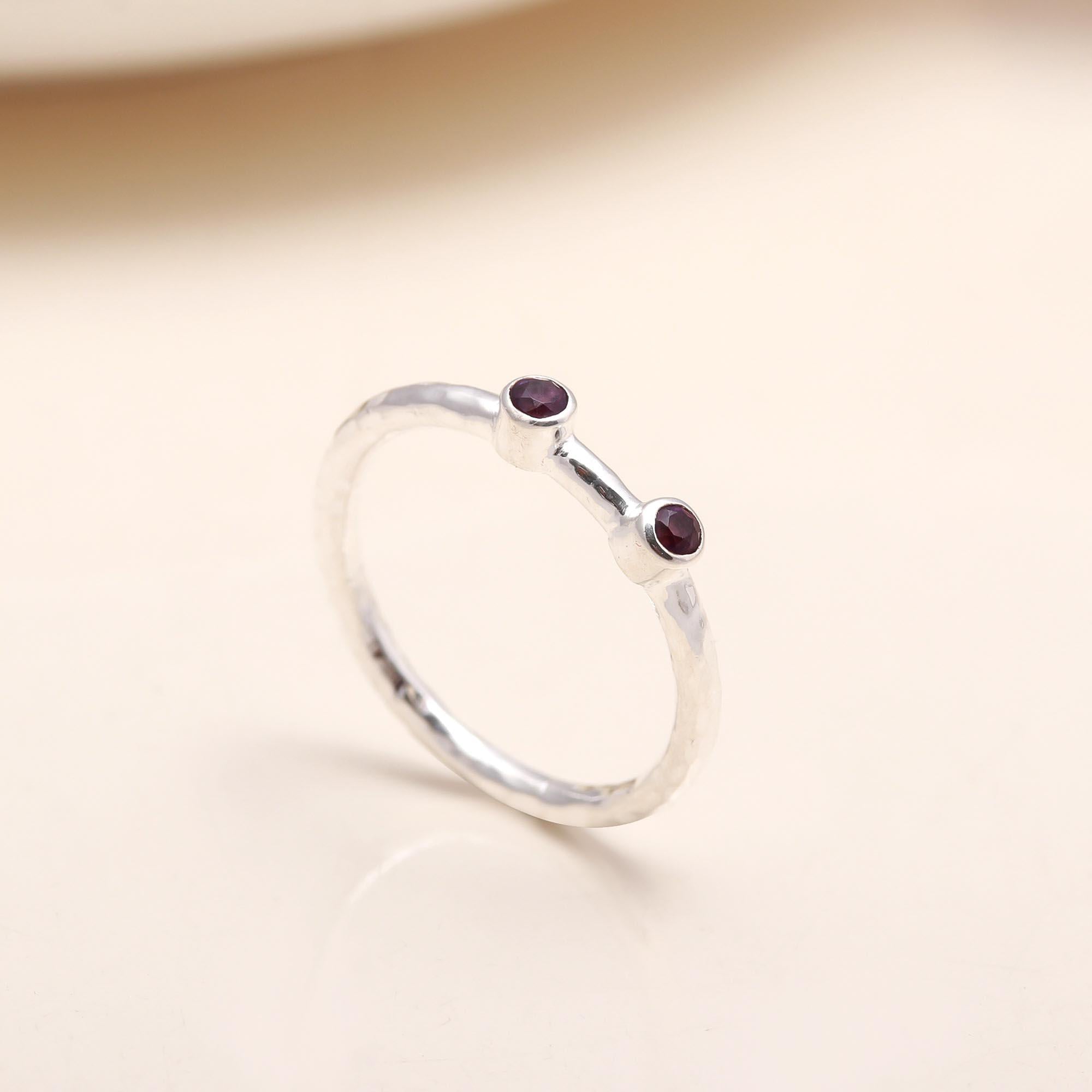 Handmade dainty amethyst ring minimalist design