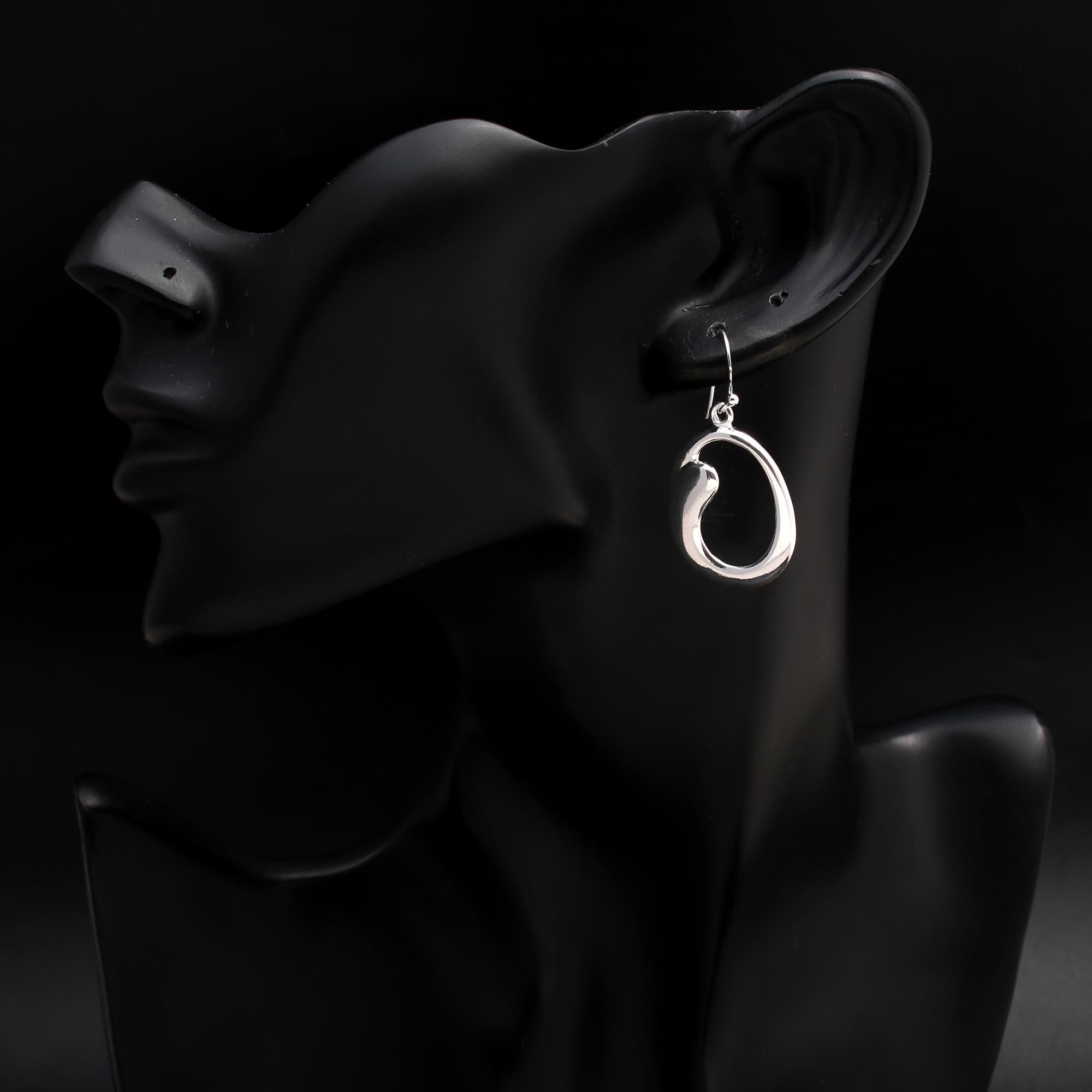 925 Silver Abstract Oval Dangle Earrings