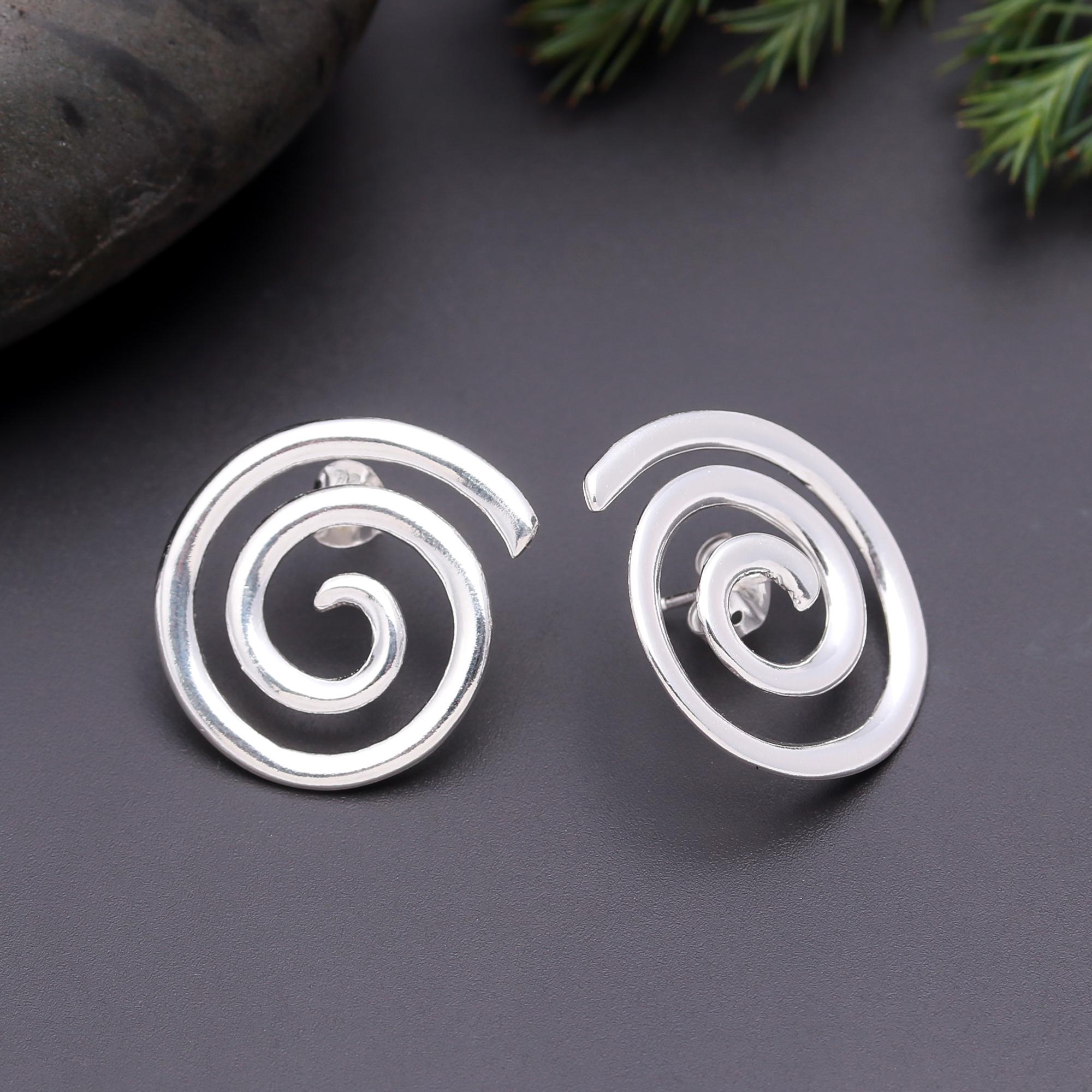 925 Silver Spiral Stud Earrings