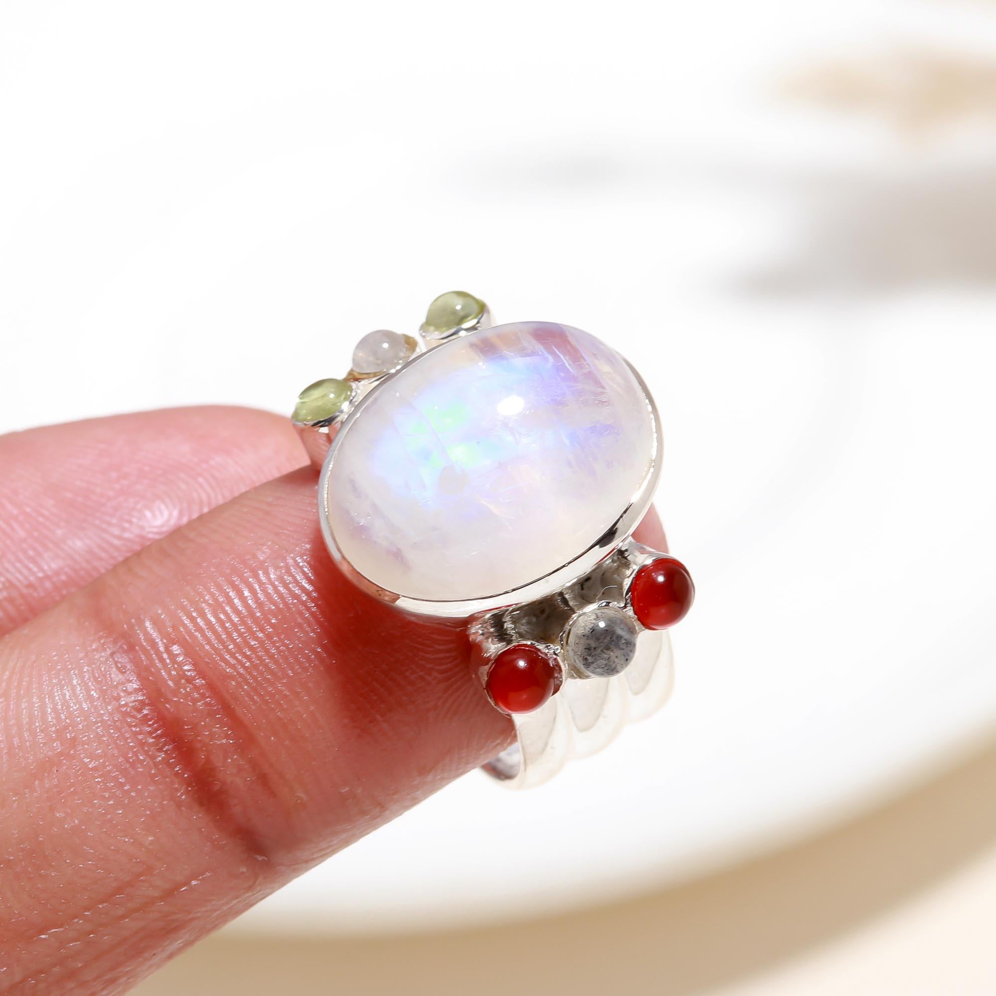 The Lunar Scroll: Grey Moonstone & Silver Filigree Ring