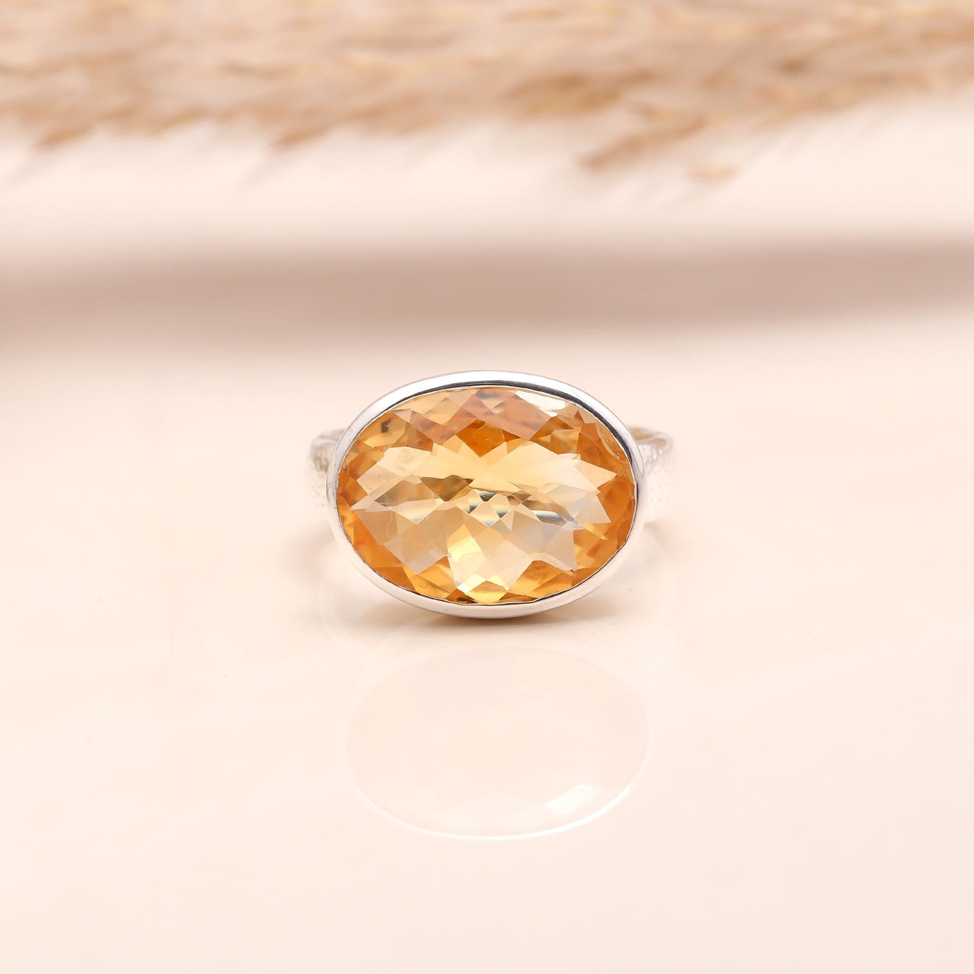 The Artisan Sun: Hammered Band Citrine Ring